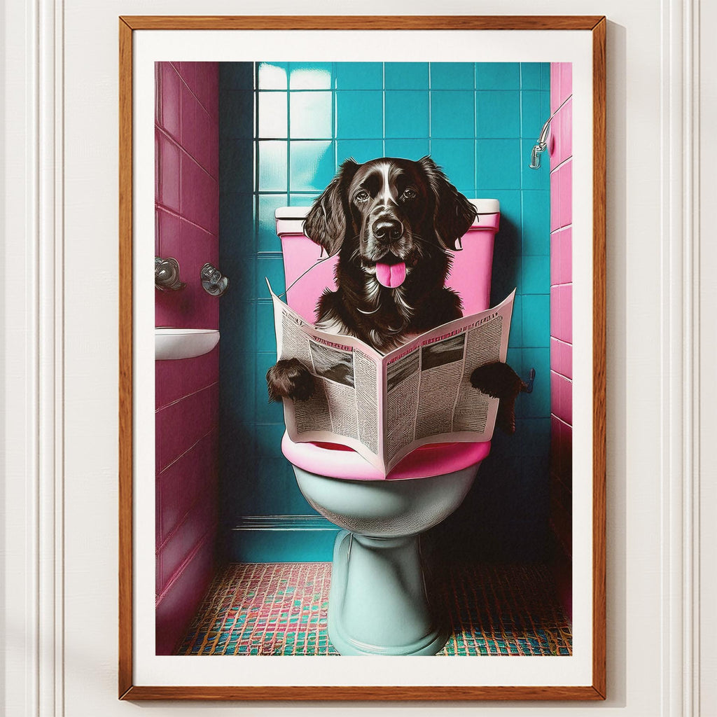 Curly Coated Retriever Toilet Dogs PInk and Turquise image 10