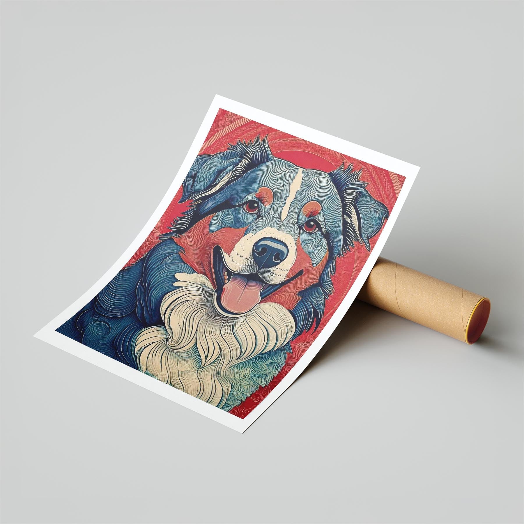 Australian Shepherd Hokusai Japanese Inspired Dog Series image 6