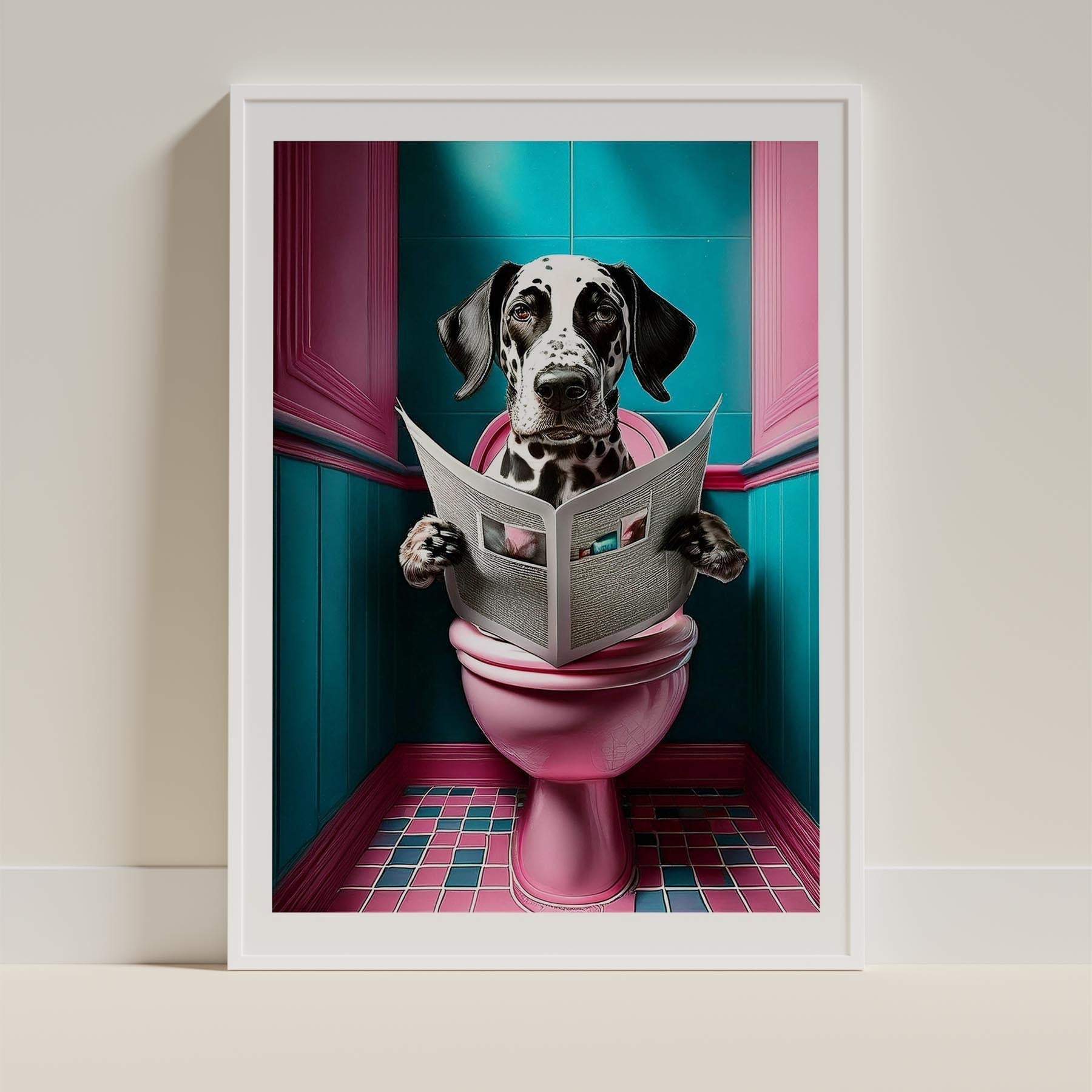 Dalmatian Toilet Dogs PInk and Turquise image 9