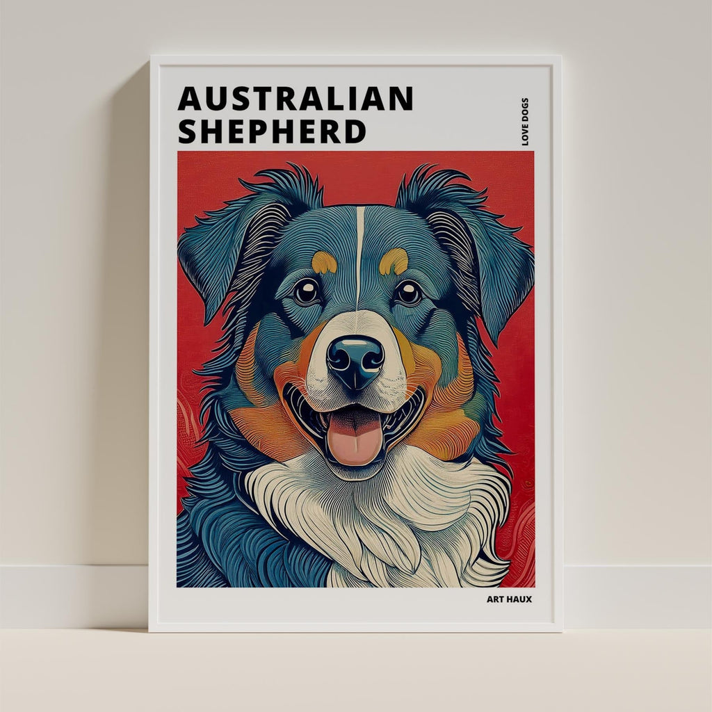 Australian Shepherd Hokusai Japanese Inspired Dog Series with Text image 8