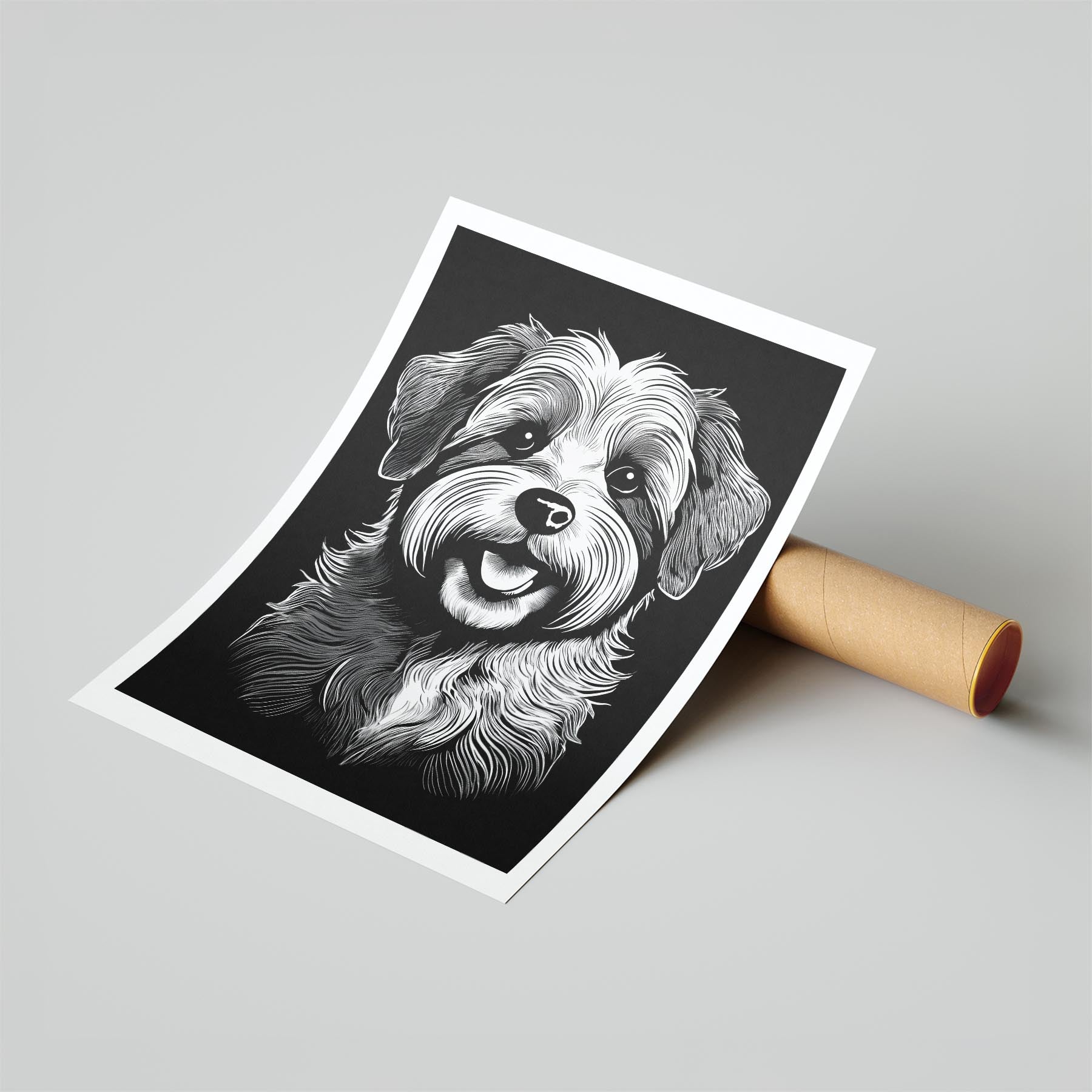Havanese Line Dog Series in Black and White image 6