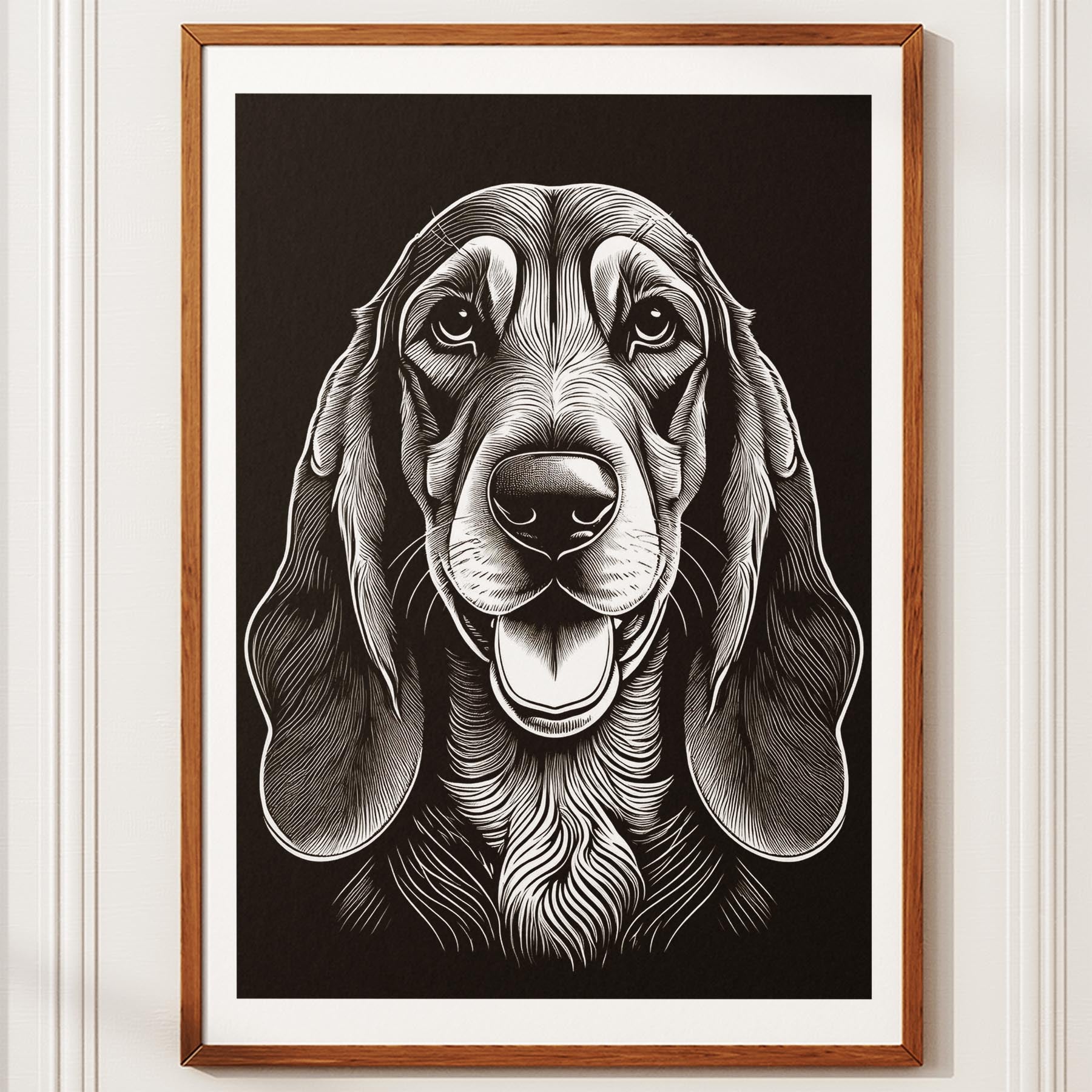 Bloodhound Line Dog Series in Black and White image 10