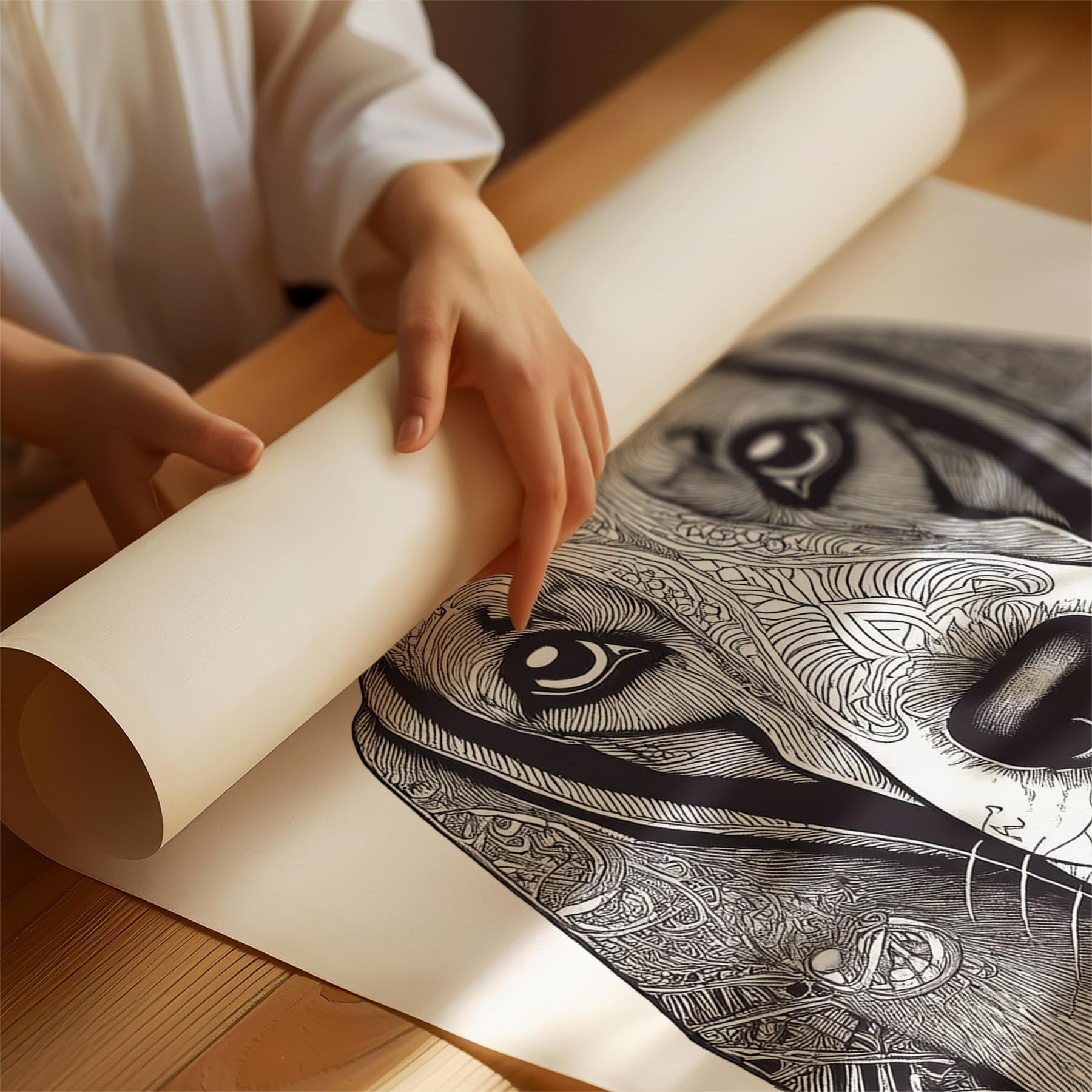 Basset Hound Mandala Black and White Dog Series image 1