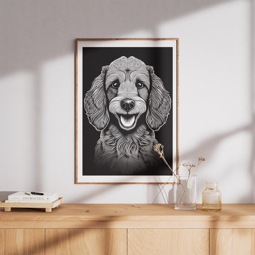 Poodle Line Dog Series in Black and White image 8