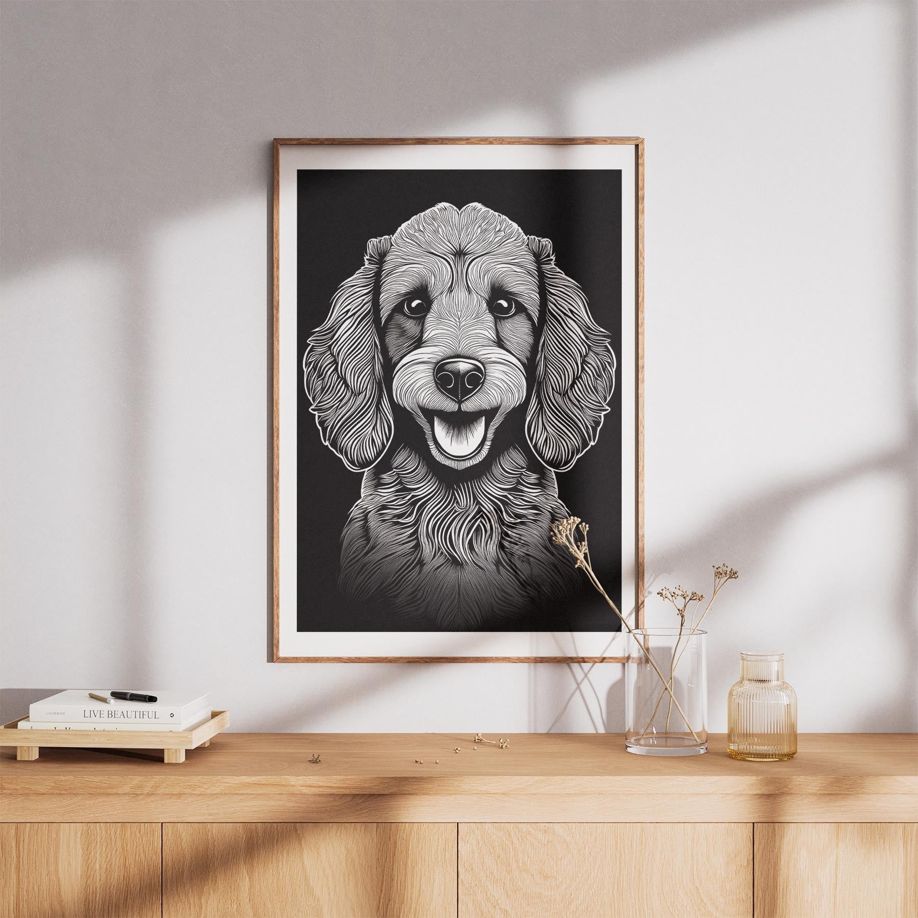 Poodle Line Dog Series in Black and White image 8