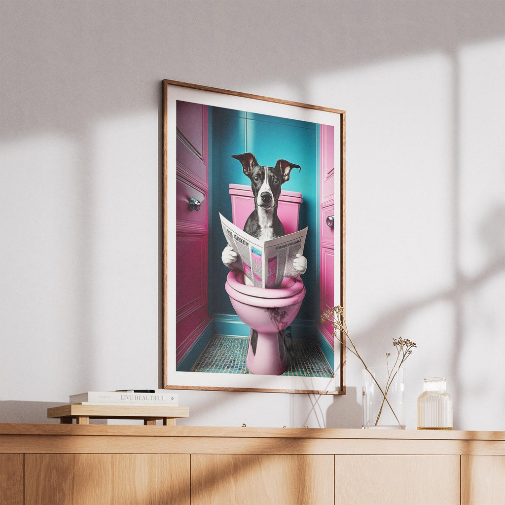 Whippet Toilet Dogs PInk and Turquise image 5