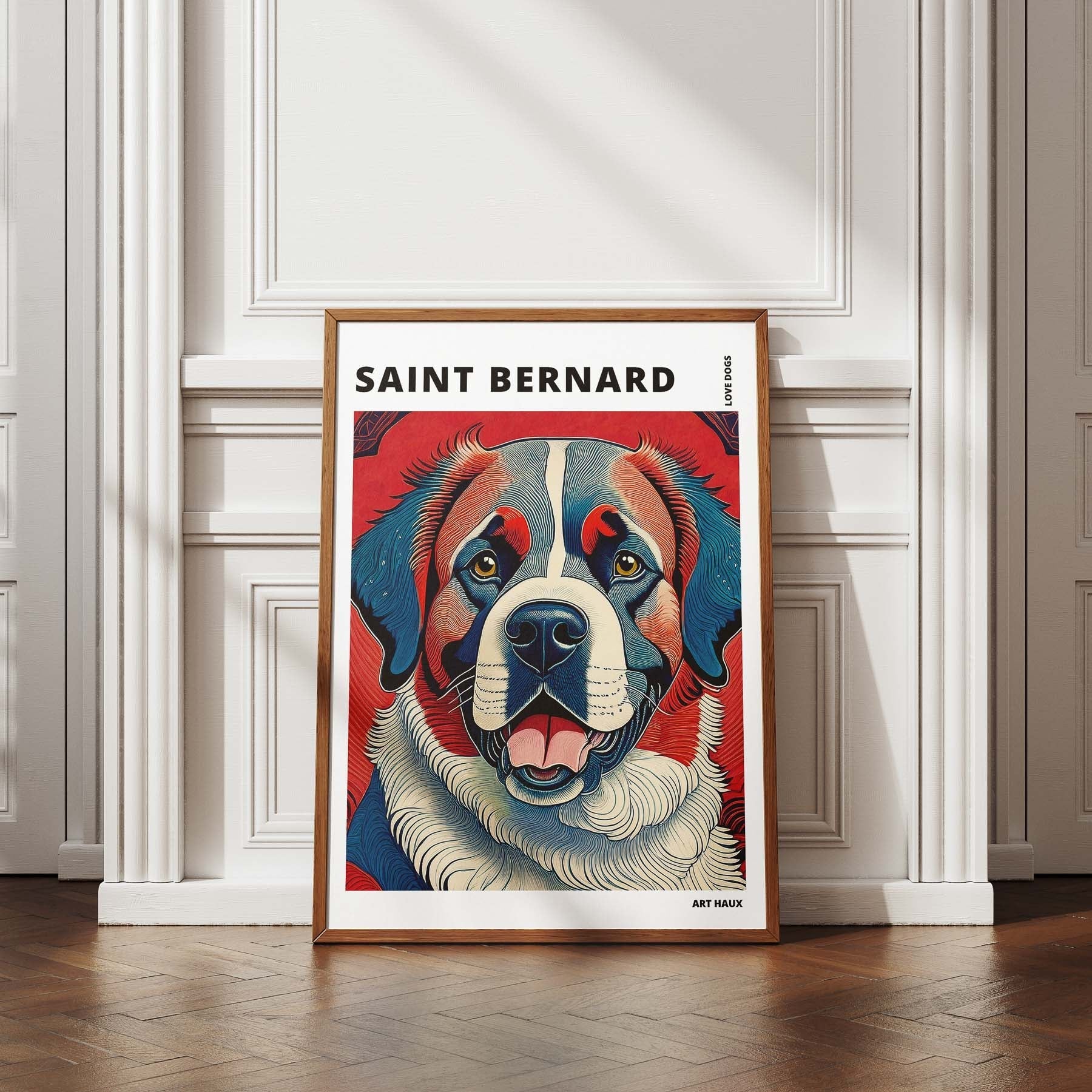Saint Bernard Hokusai Japanese Inspired Dog Series with Text image 4