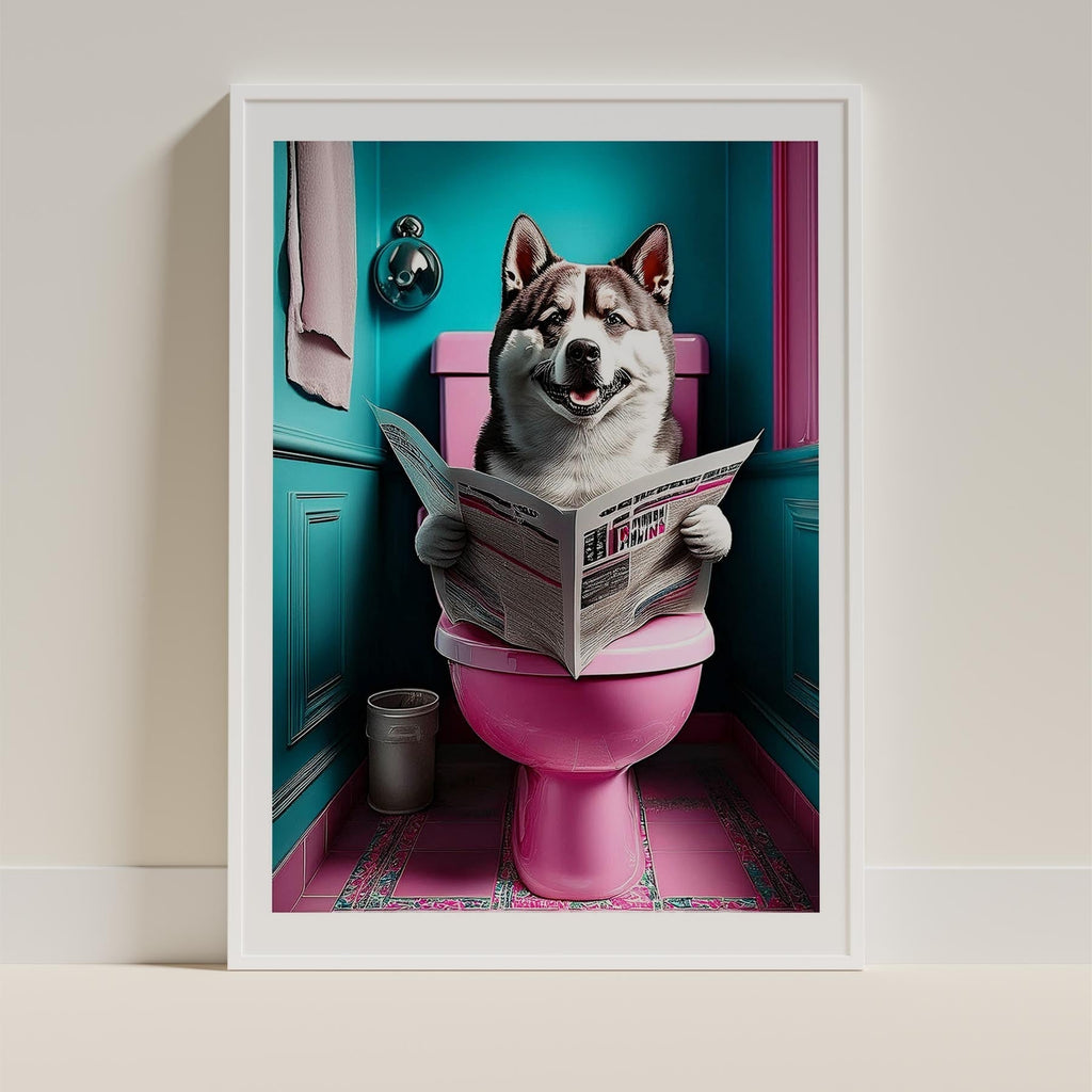 Akita Inu Toilet Dogs PInk and Turquise image 9