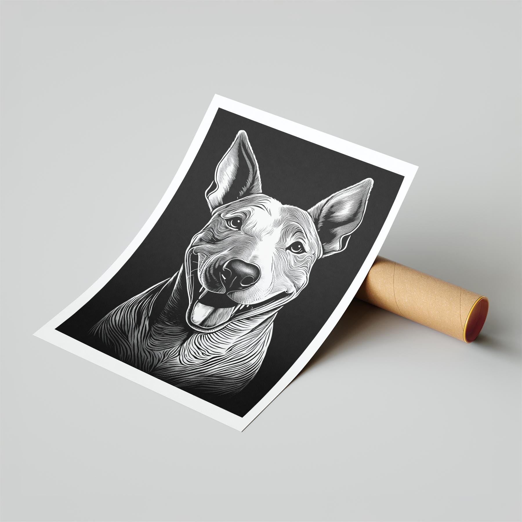 Bull Terrier Line Dog Series in Black and White image 6