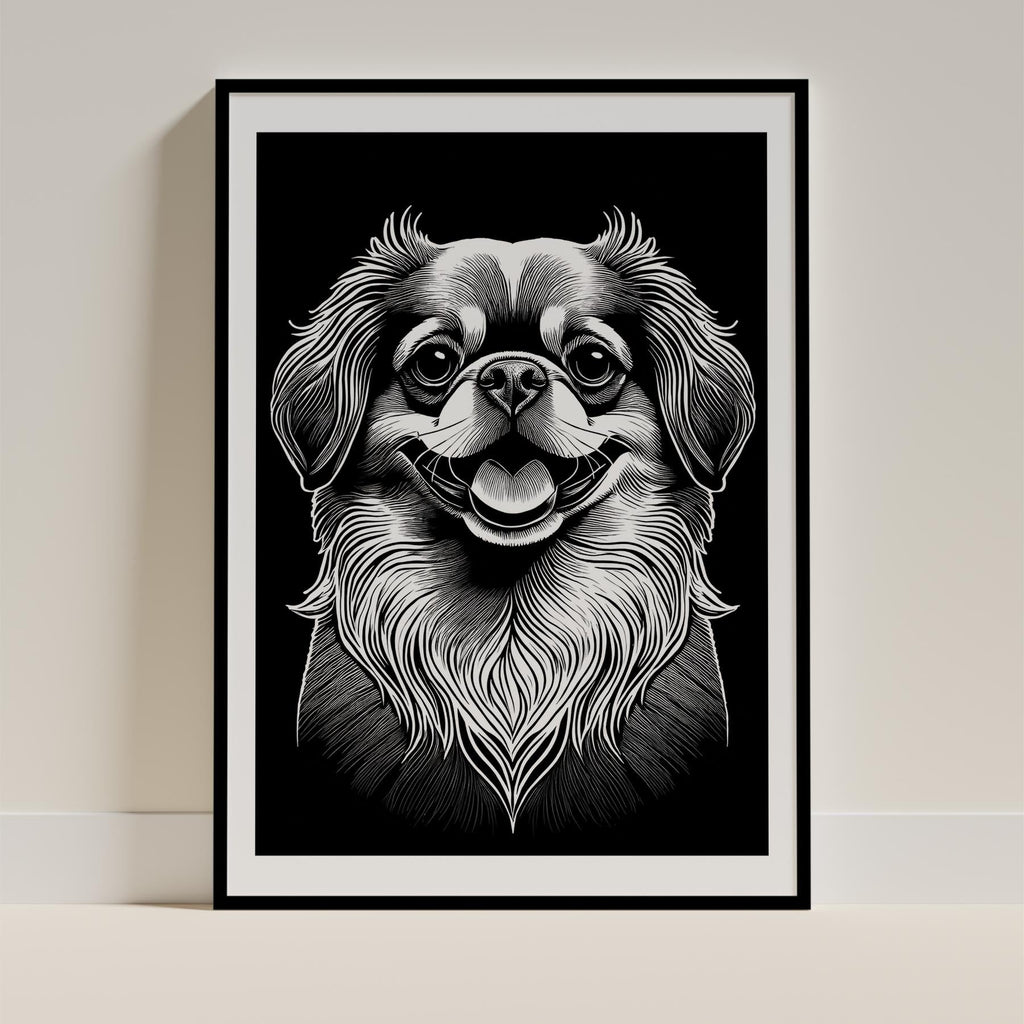 Pekingese Line Dog Series in Black and White image 0