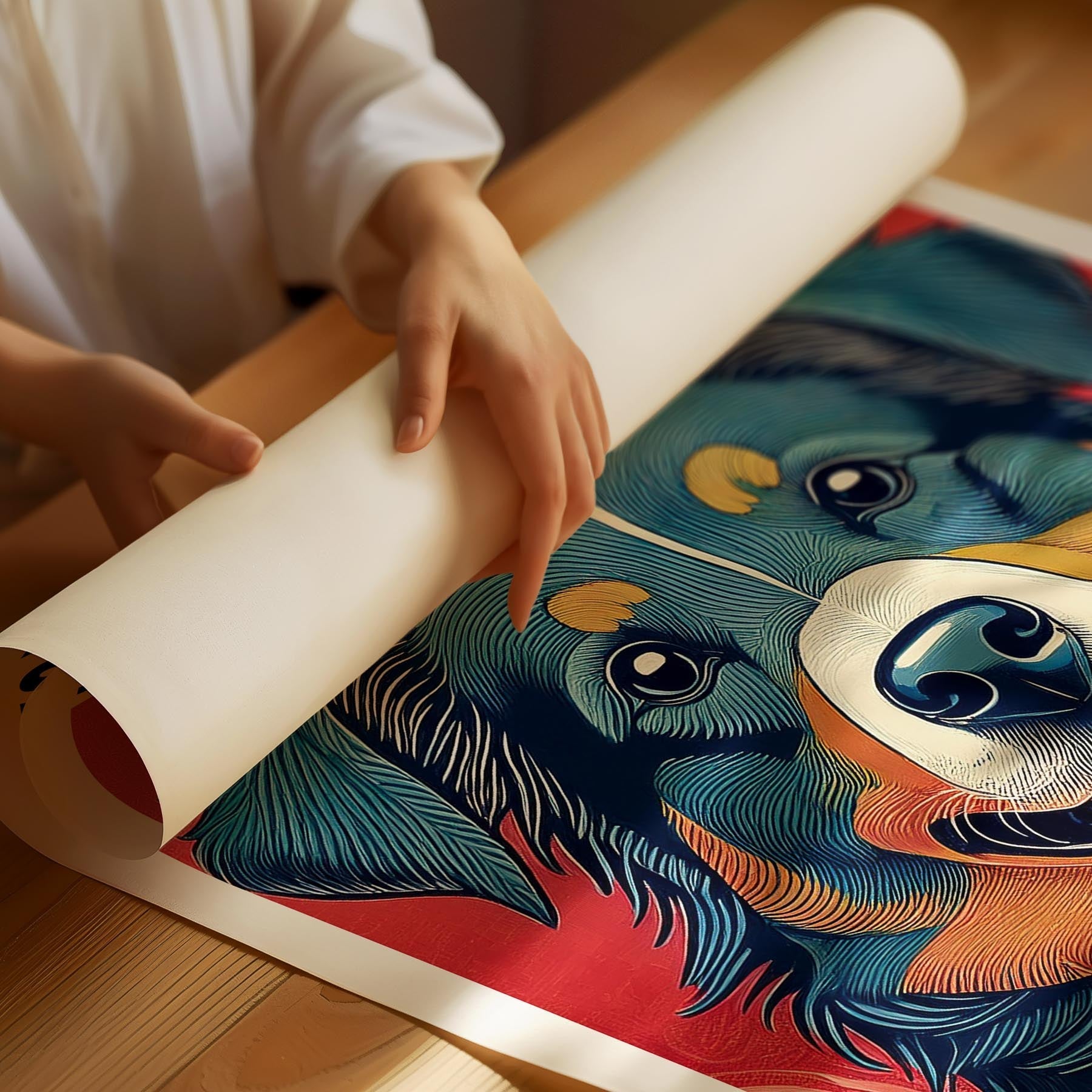 Australian Shepherd Hokusai Japanese Inspired Dog Series with Text image 1