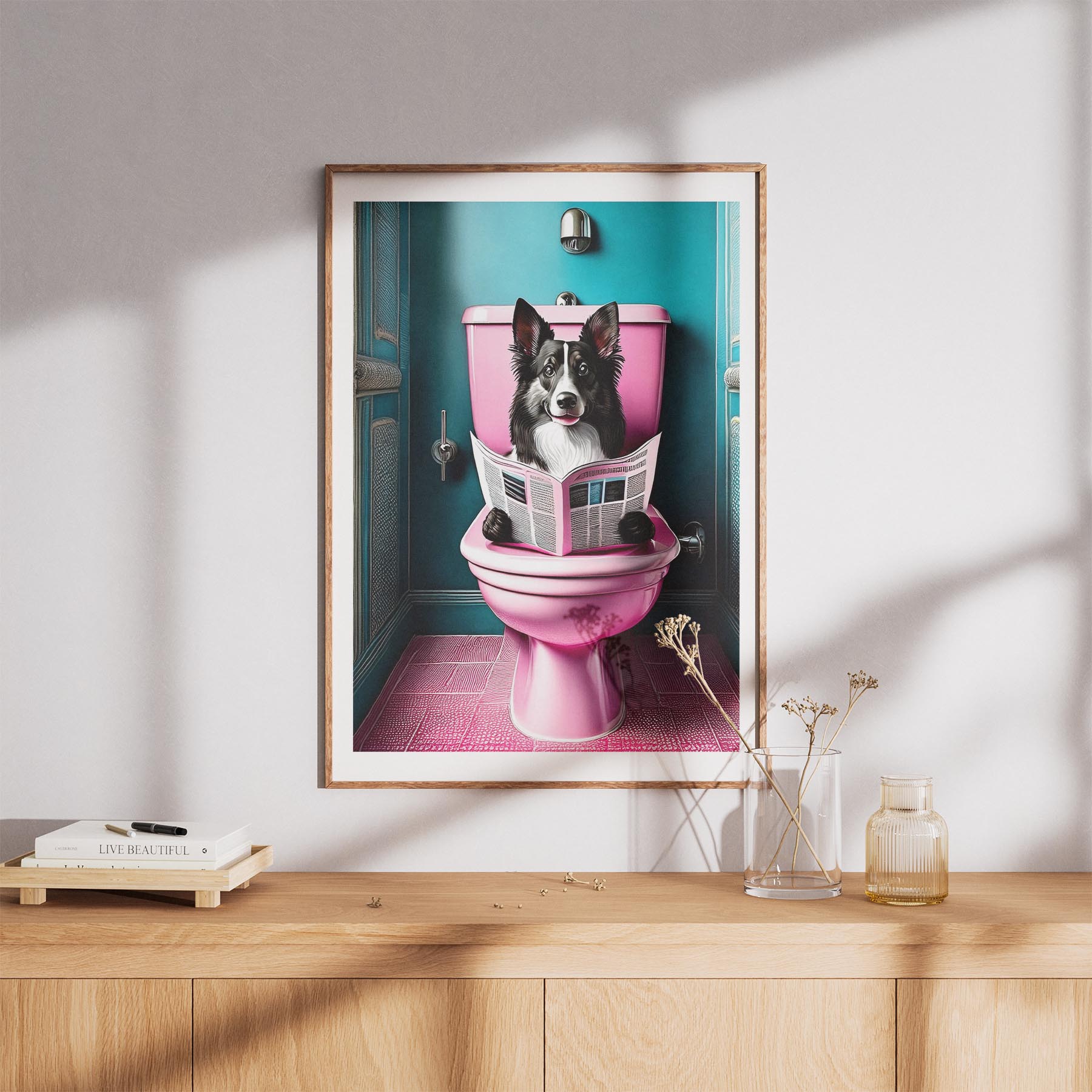 Rough Smooth Collie Toilet Dogs PInk and Turquise image 8