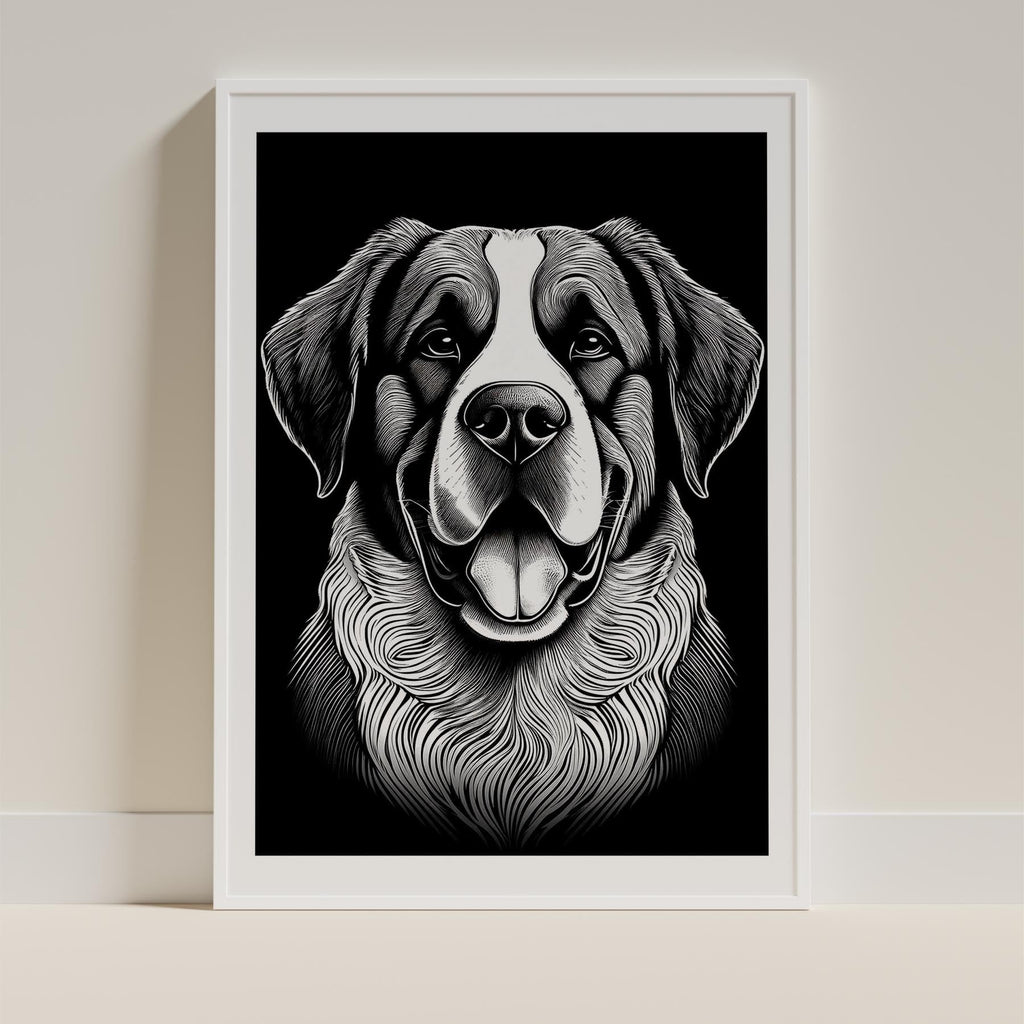 Saint Bernard Line Dog Series in Black and White image 9