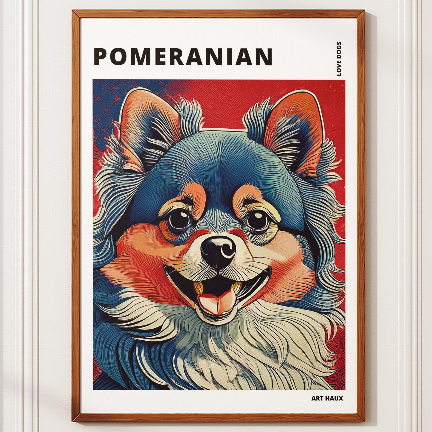Pomeranian Hokusai Japanese Inspired Dog Series with Text image 9