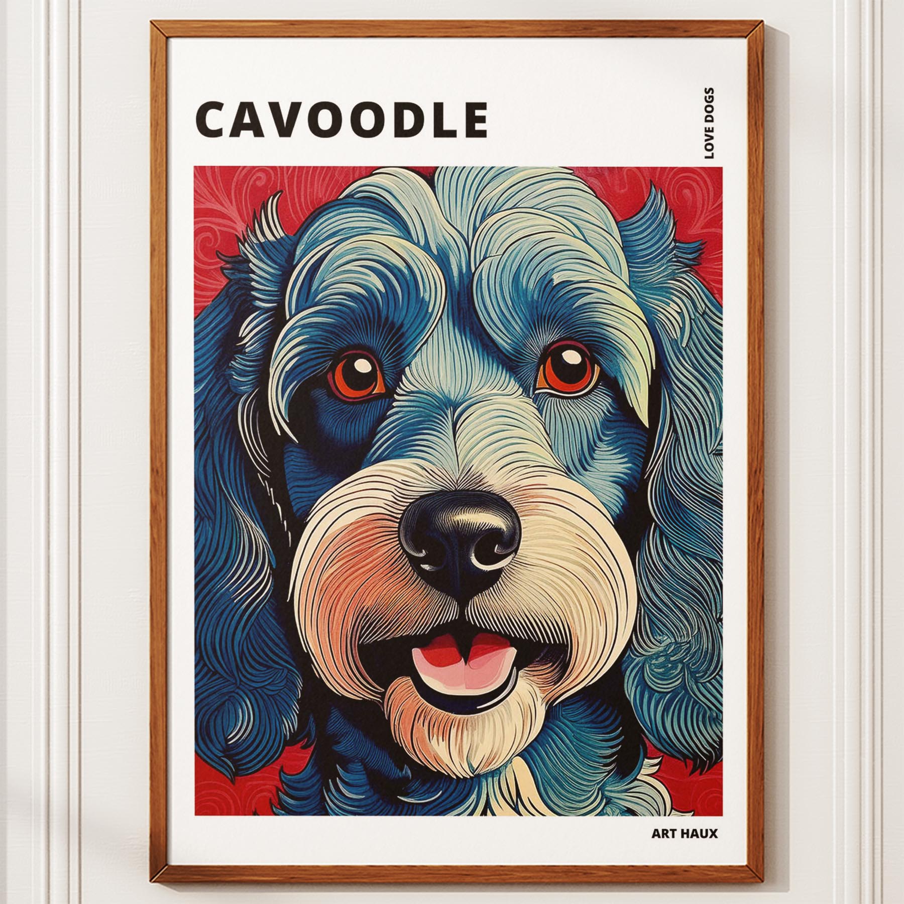 Cavoodle Hokusai Japanese Inspired Dog Series with Text image 9