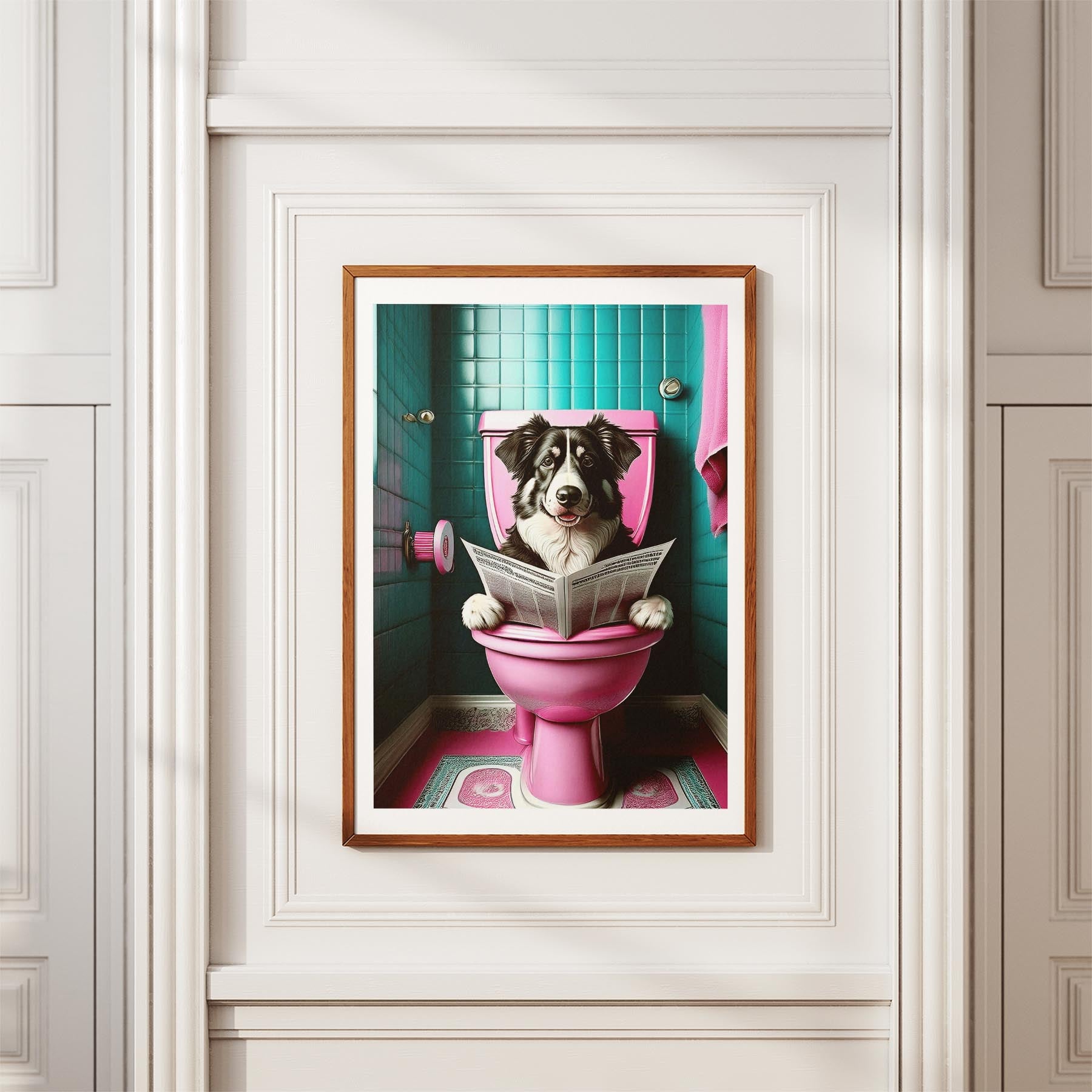 Australian Shepherd Toilet Dogs PInk and Turquise image 3