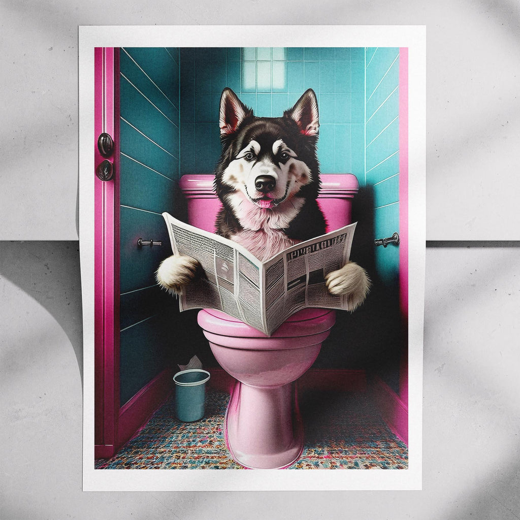 Alaskan Malamute Toilet Dogs PInk and Turquise image 7