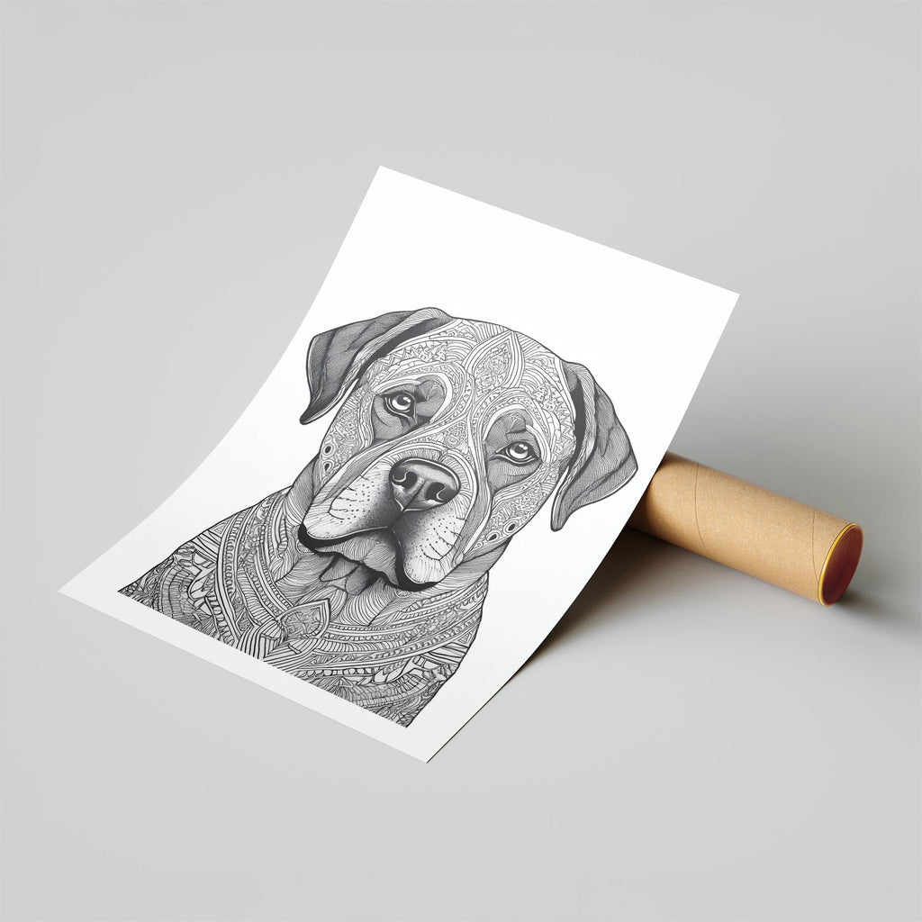 Bullmastiff Mandala Black and White Dog Series image 6