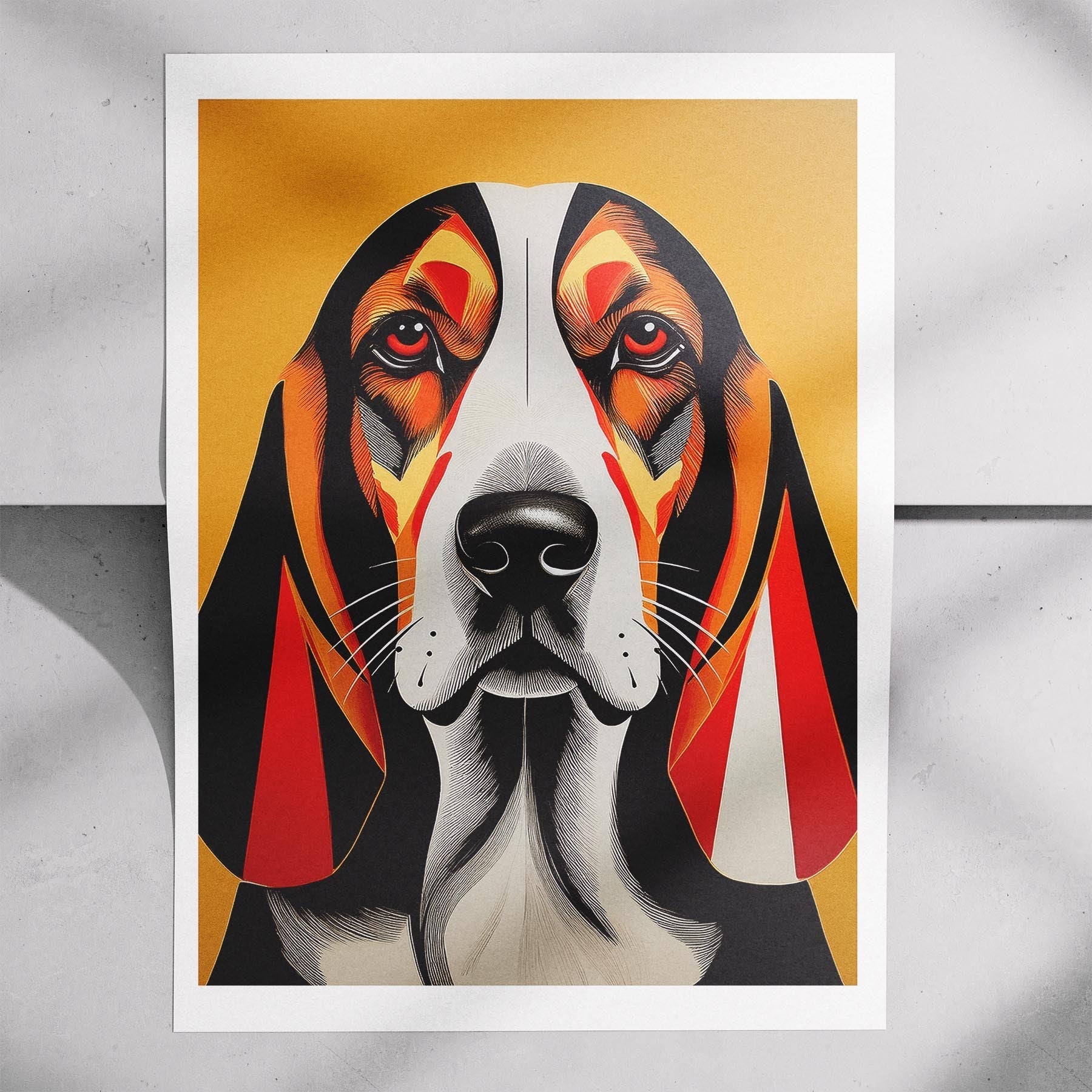 Basset Hound Geometric Orange Series image 7