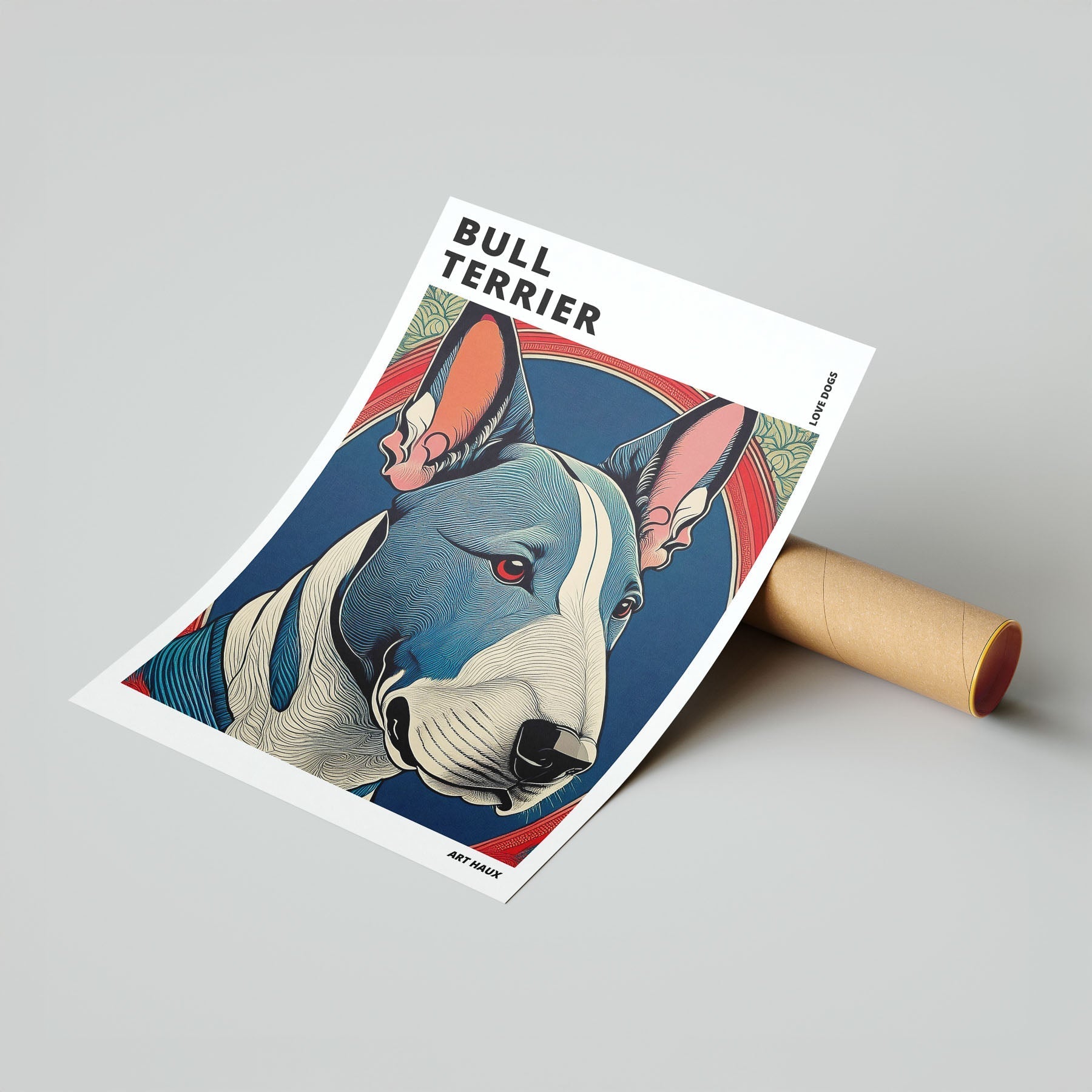 Bull Terrier Hokusai Japanese Inspired Dog Series with Text image 6
