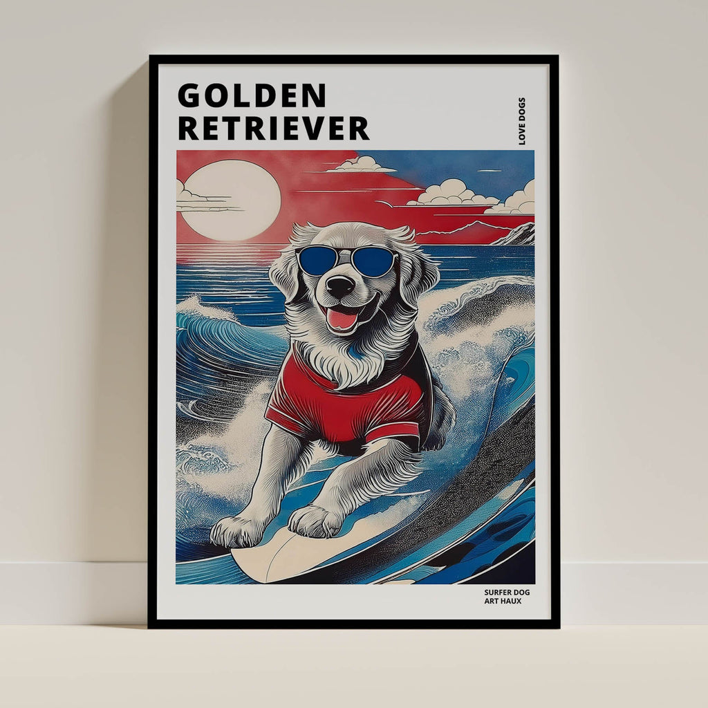 Golden Retreiver Hokosai Surfer Dogs 1 image 0