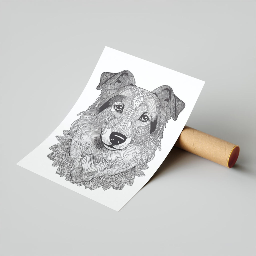 Shetland Sheepdog Mandala Black and White Dog Series image 6