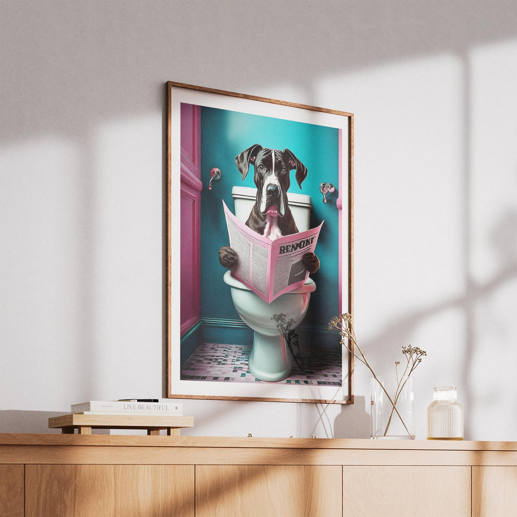 Great Dane Toilet Dogs PInk and Turquise image 5