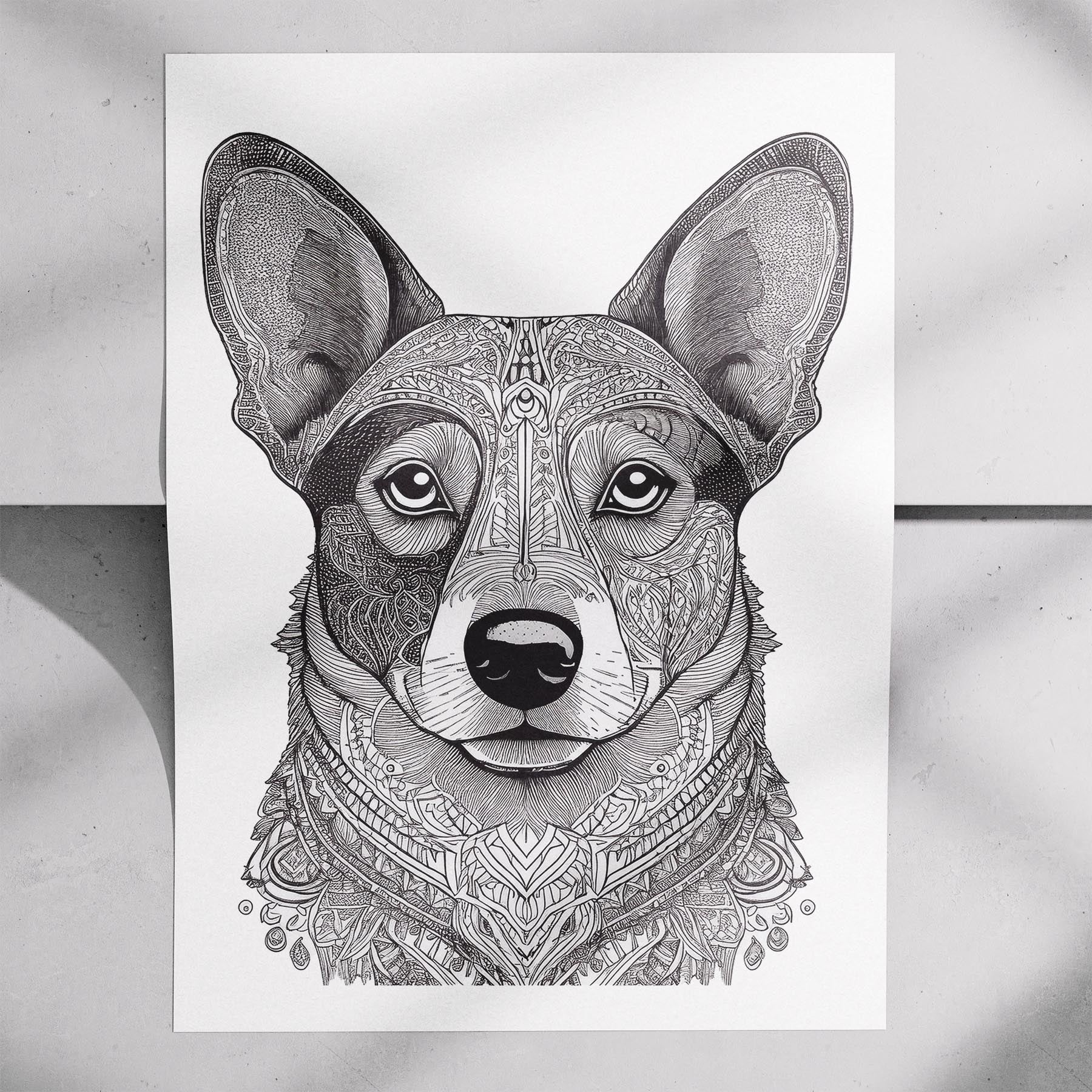 Corgi Mandala Black and White Dog Series image 7