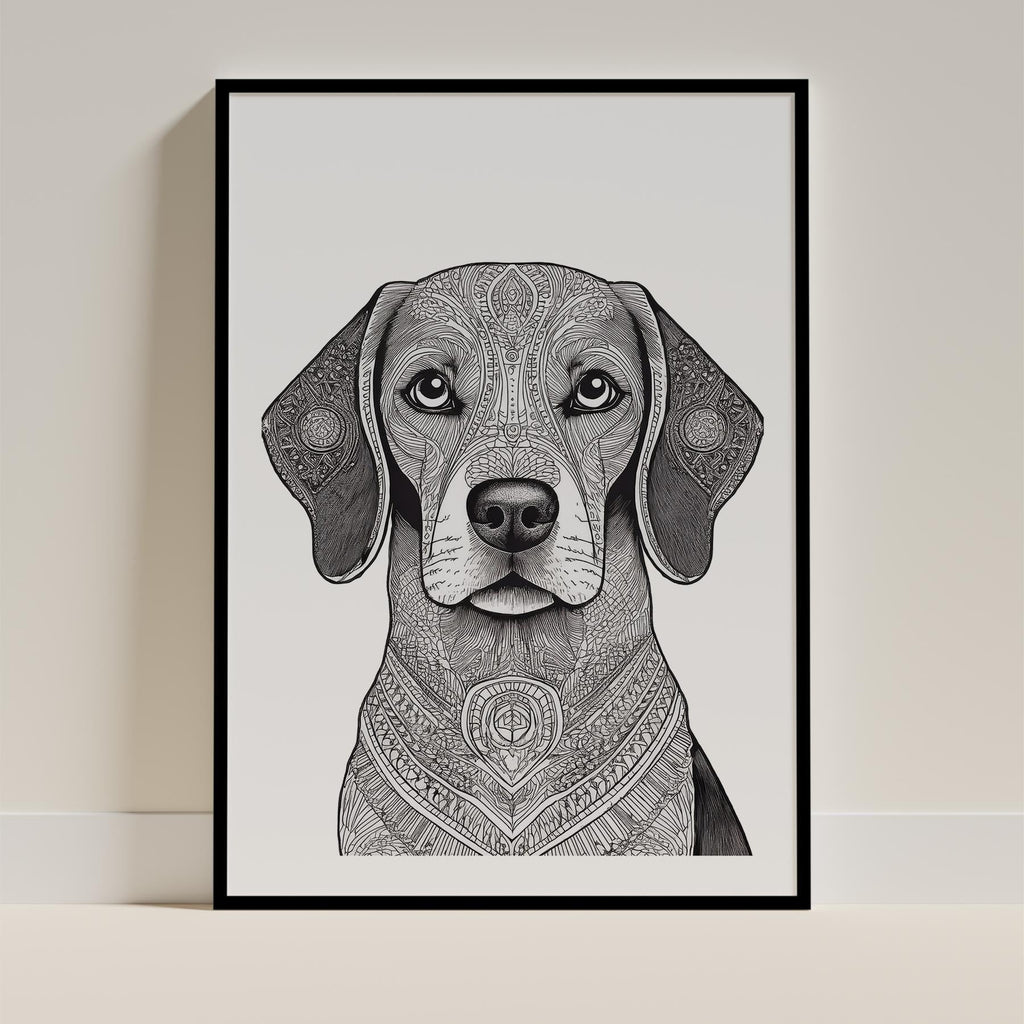 Beagle Mandala Black and White Dog Series image 0
