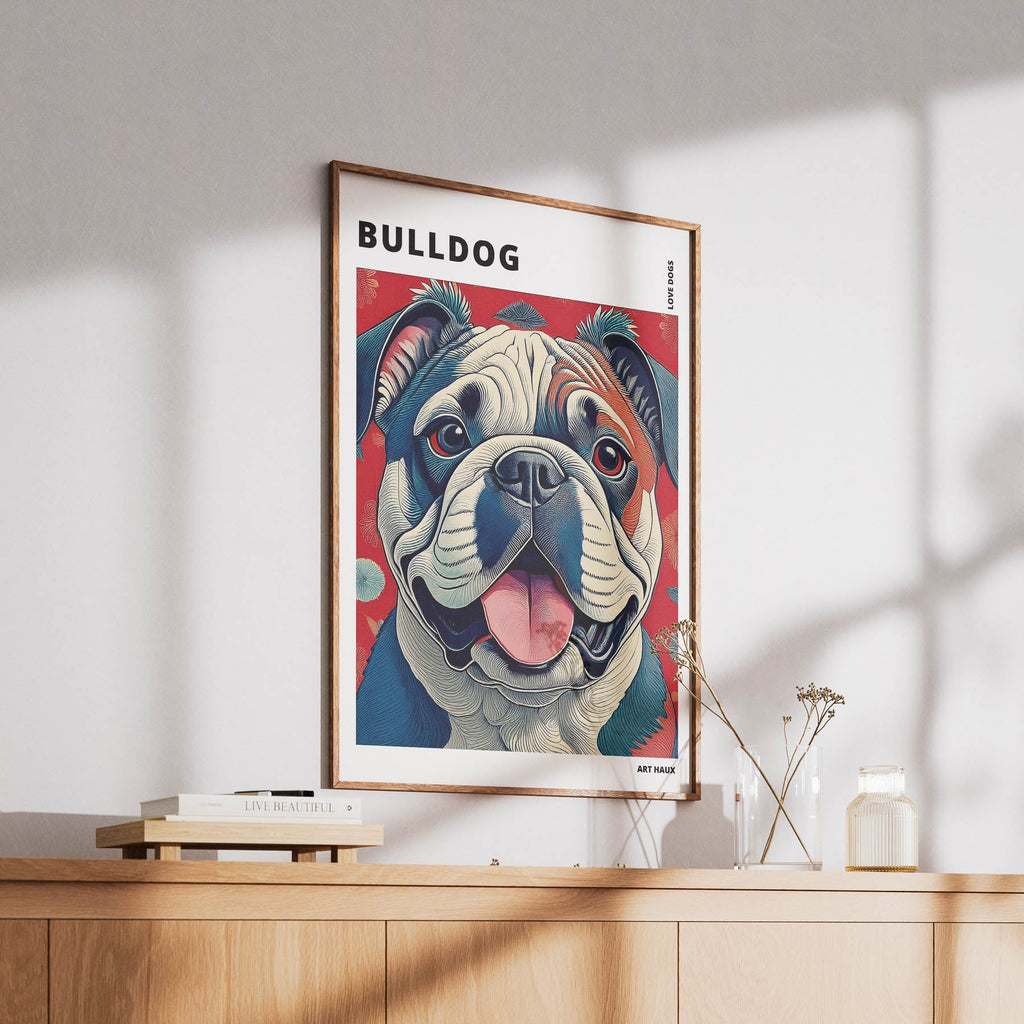 Bulldog Hokusai Japanese Inspired Dog Series with Text image 5