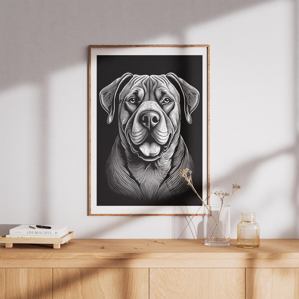 Neapolitan Mastiff Line Dog Series in Black and White image 8