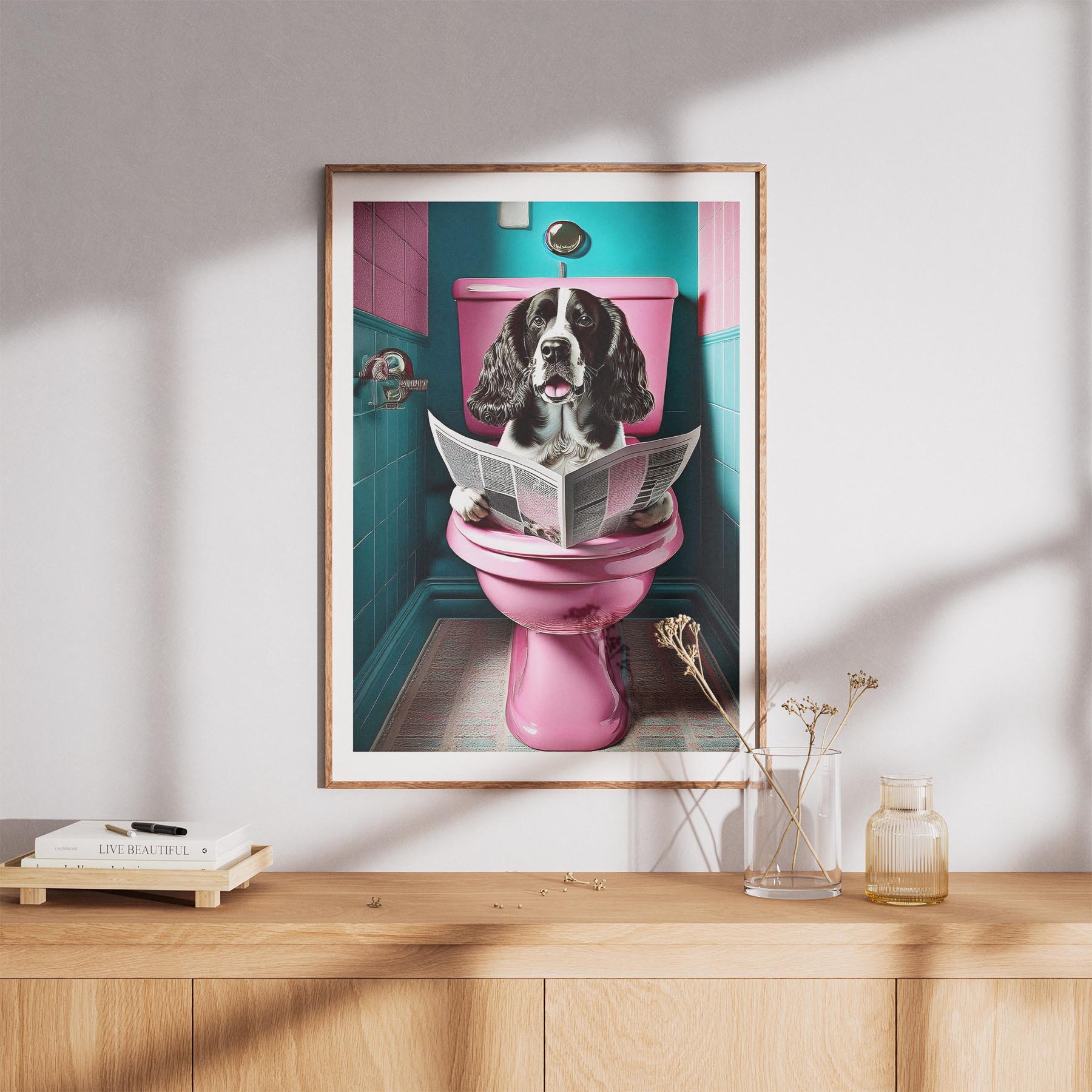 English Springer Spaniel Toilet Dogs PInk and Turquise image 8