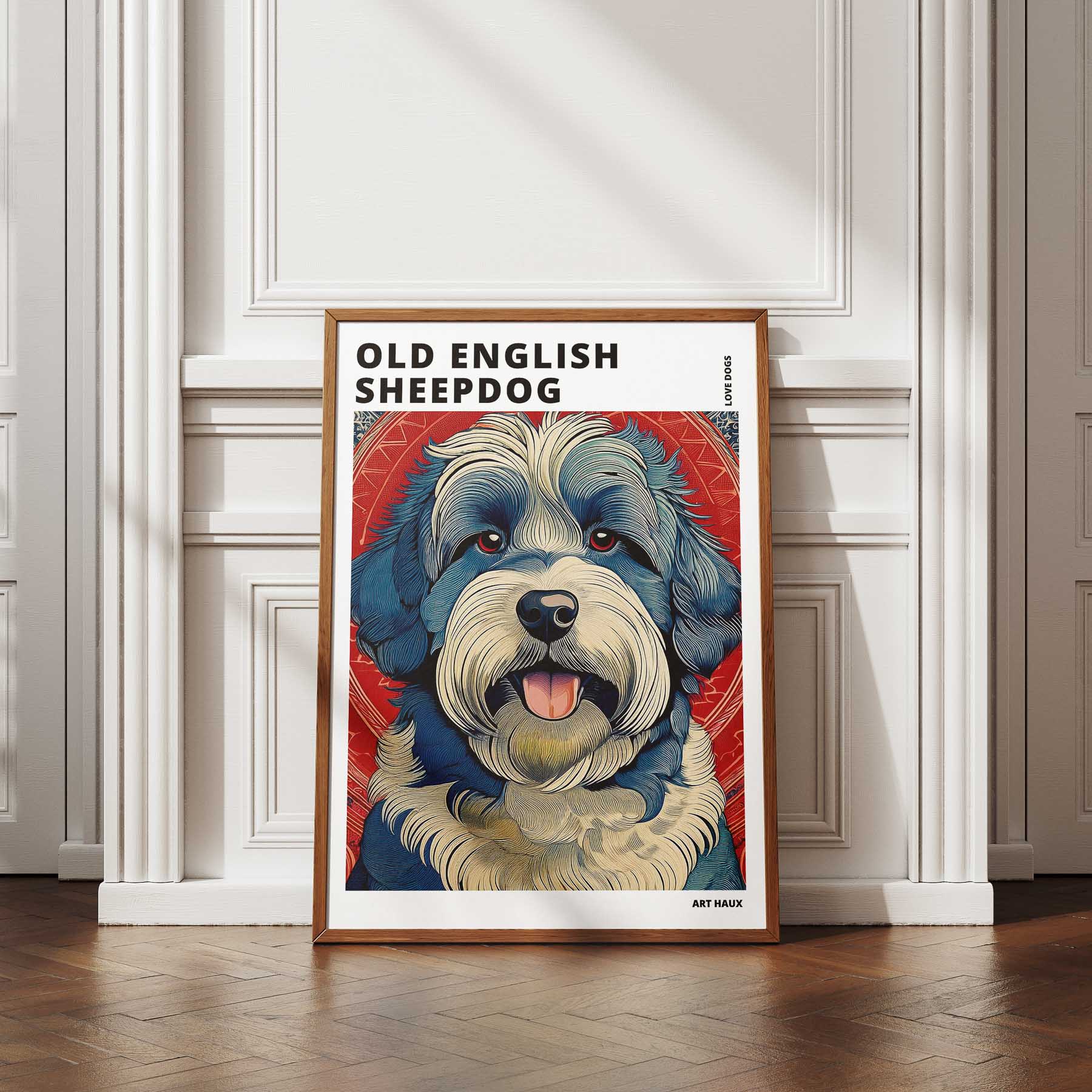 Old English Sheepdog Hokusai Japanese Inspired Dog Series with Text image 4