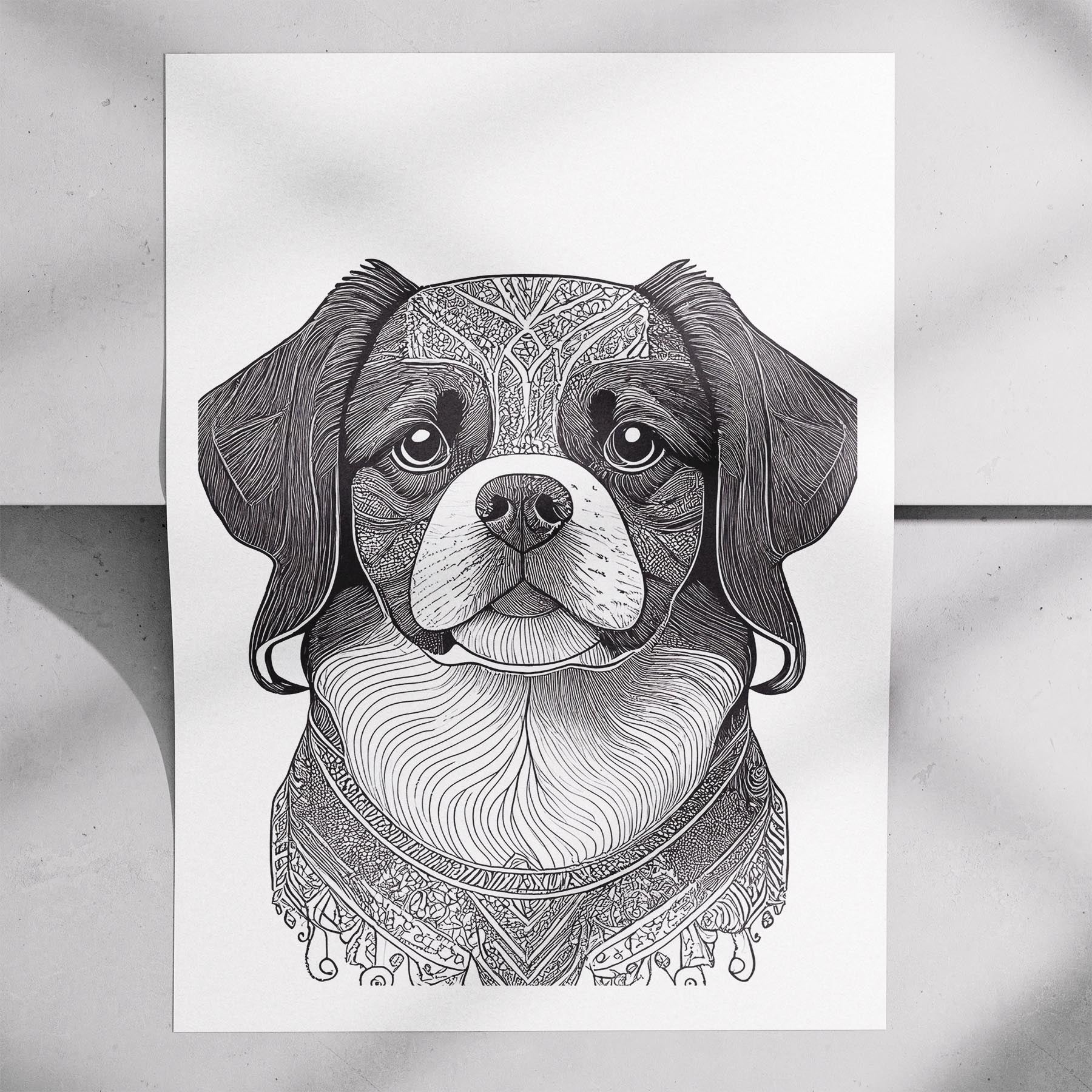Japanese Chin Mandala Black and White Dog Series image 7