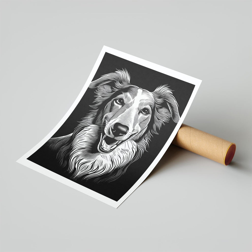 Borzoi Line Dog Series in Black and White image 6