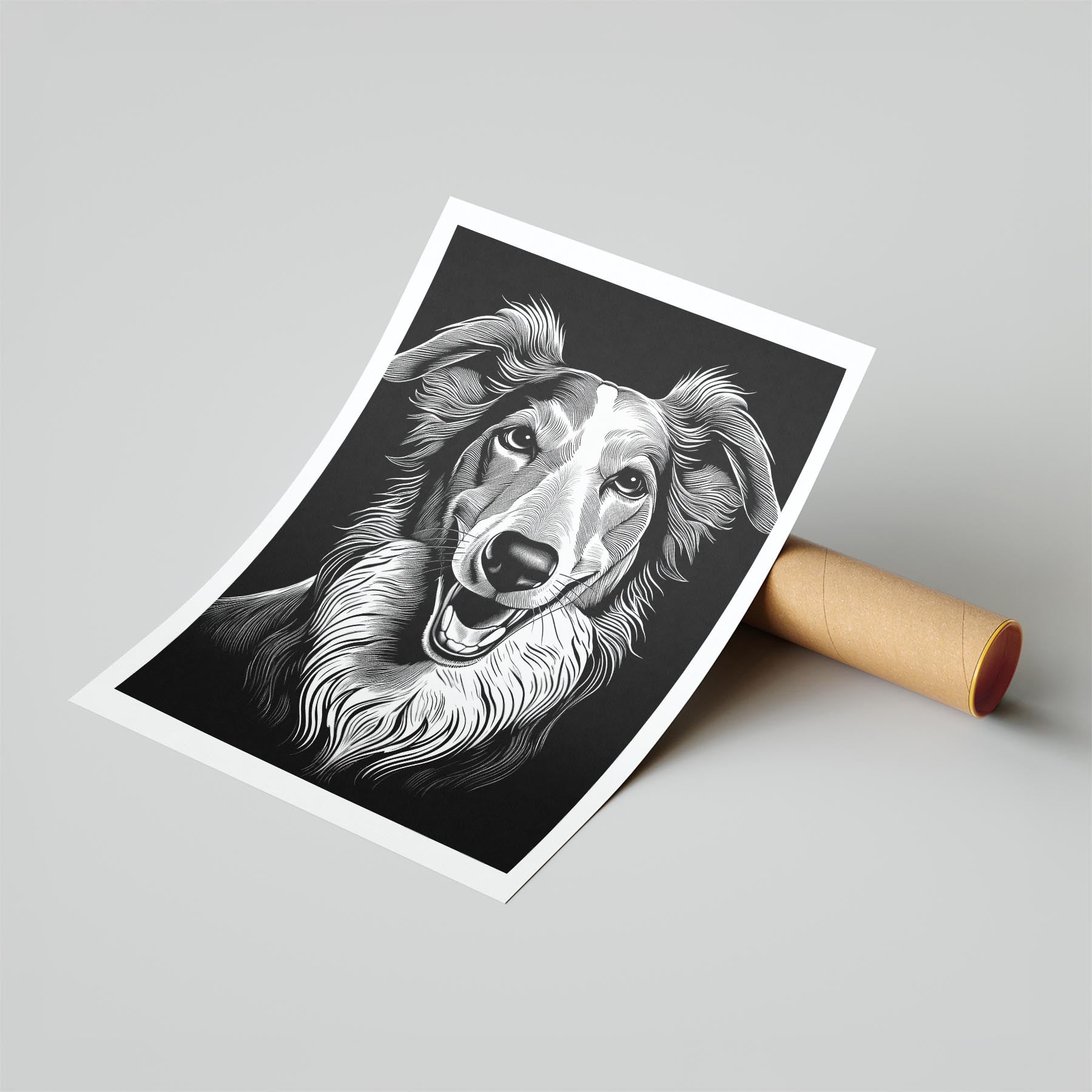 Borzoi Line Dog Series in Black and White image 6