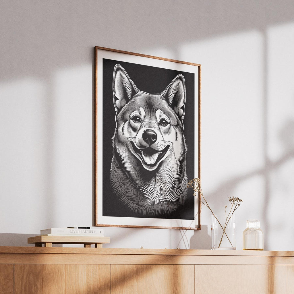 Shiba Line Dog Series in Black and White image 5