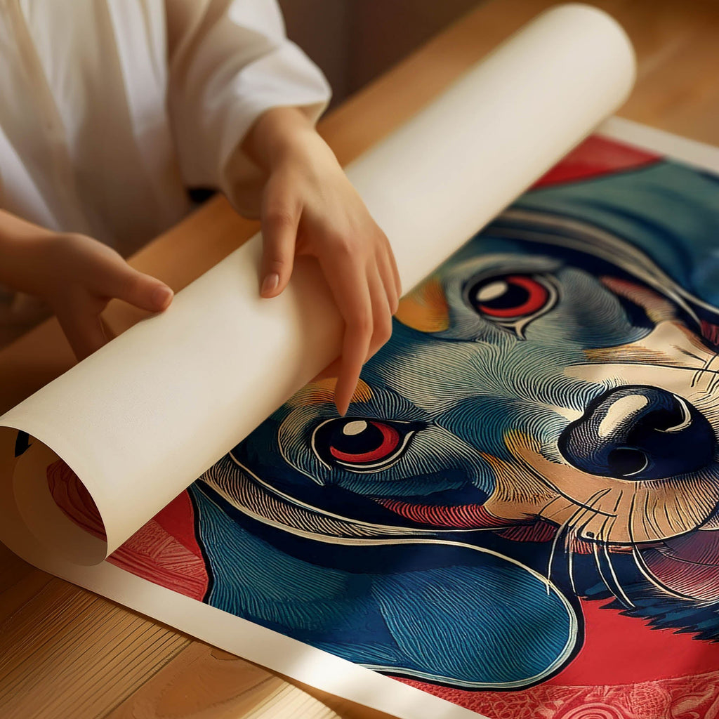 Dachshund Hokusai Japanese Inspired Dog Series with Text image 1