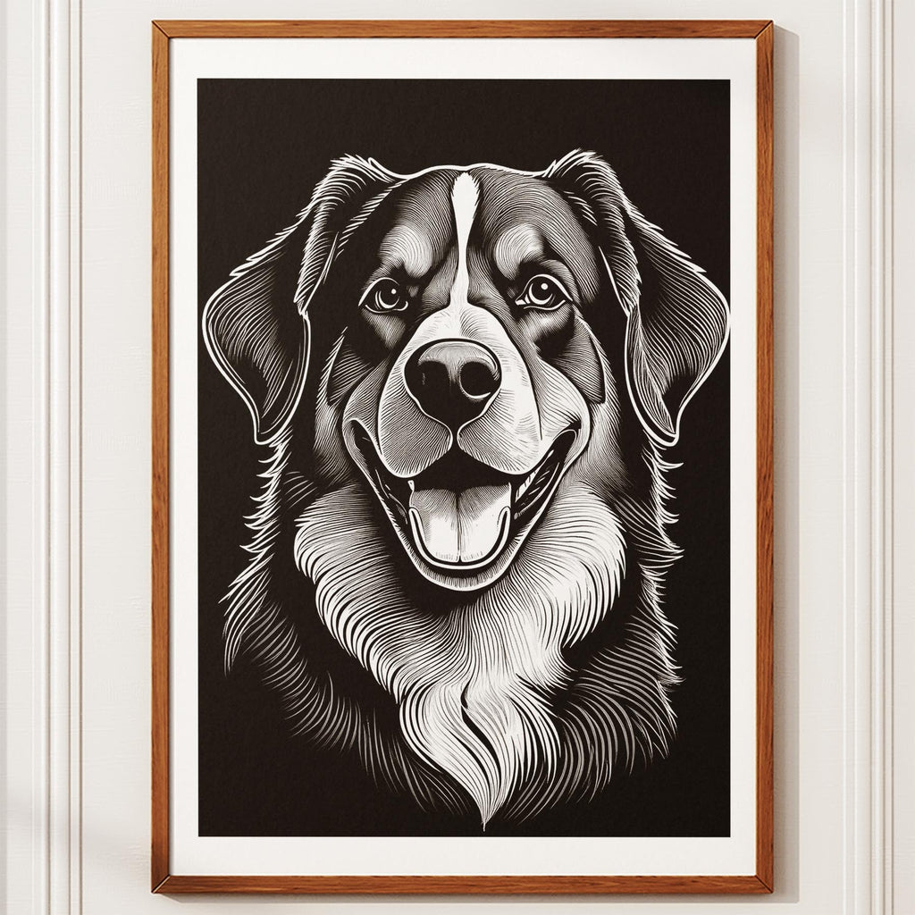 Bernese Mountain Dog Line Dog Series in Black and White image 10