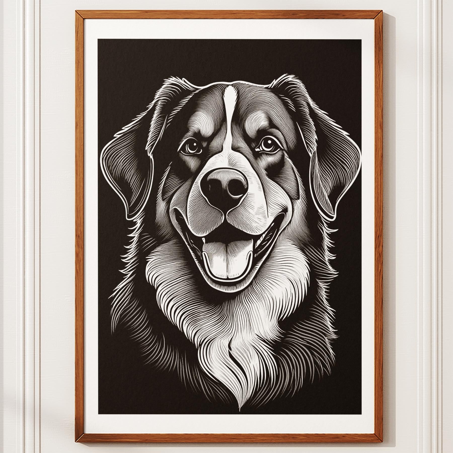 Bernese Mountain Dog Line Dog Series in Black and White image 10