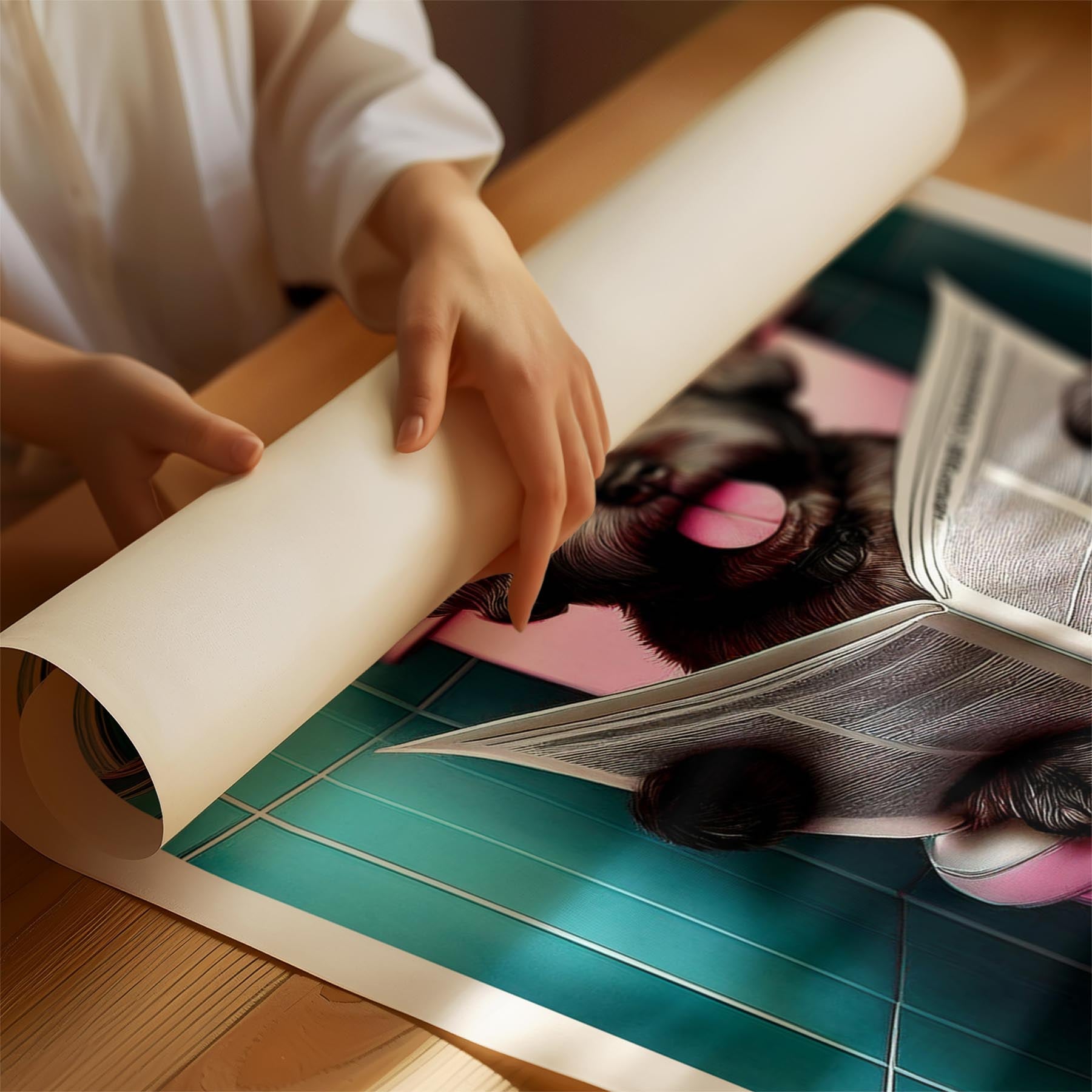 Coton de Tulear Toilet Dogs PInk and Turquise image 1