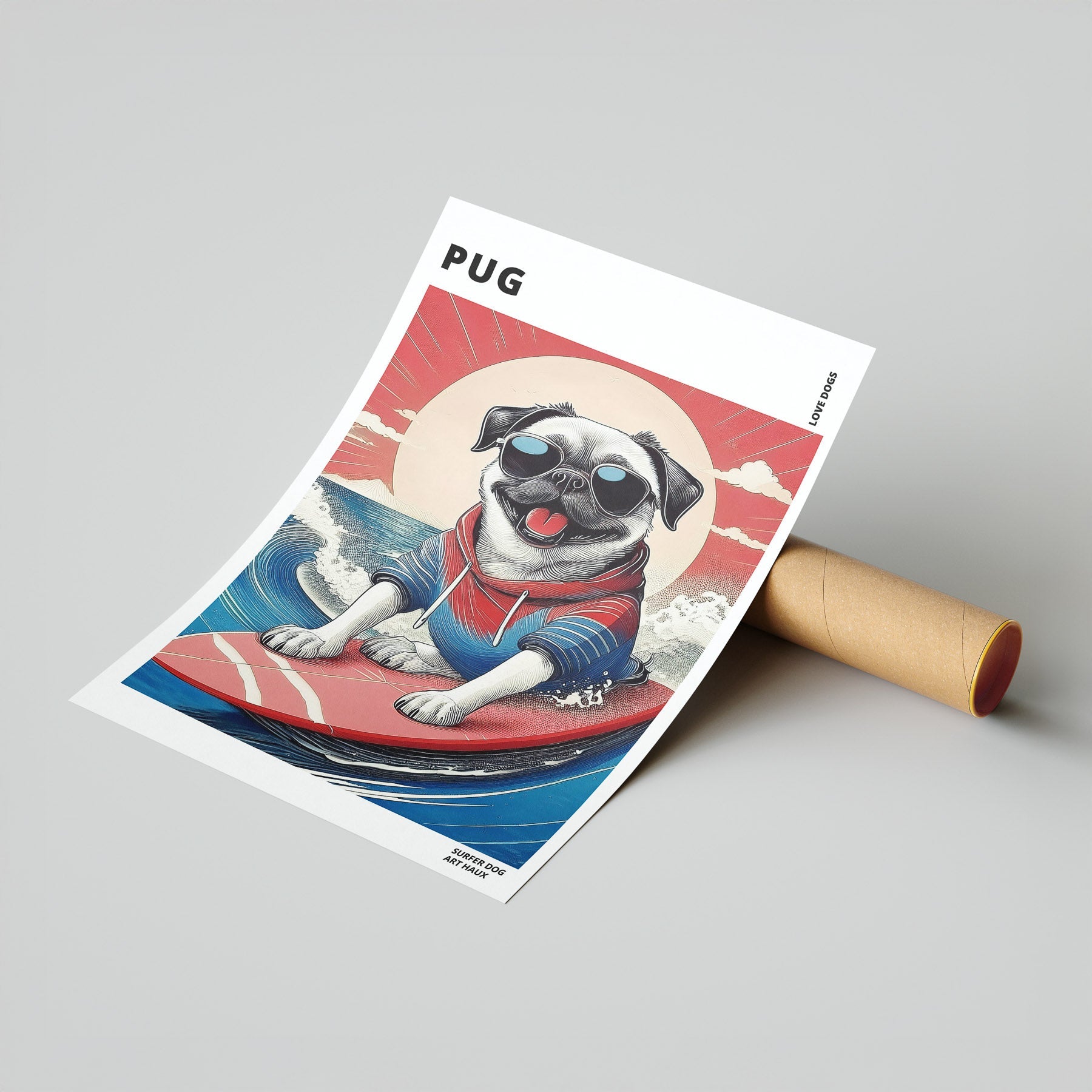 Pug Hokosai Surfer Dogs 1 image 7