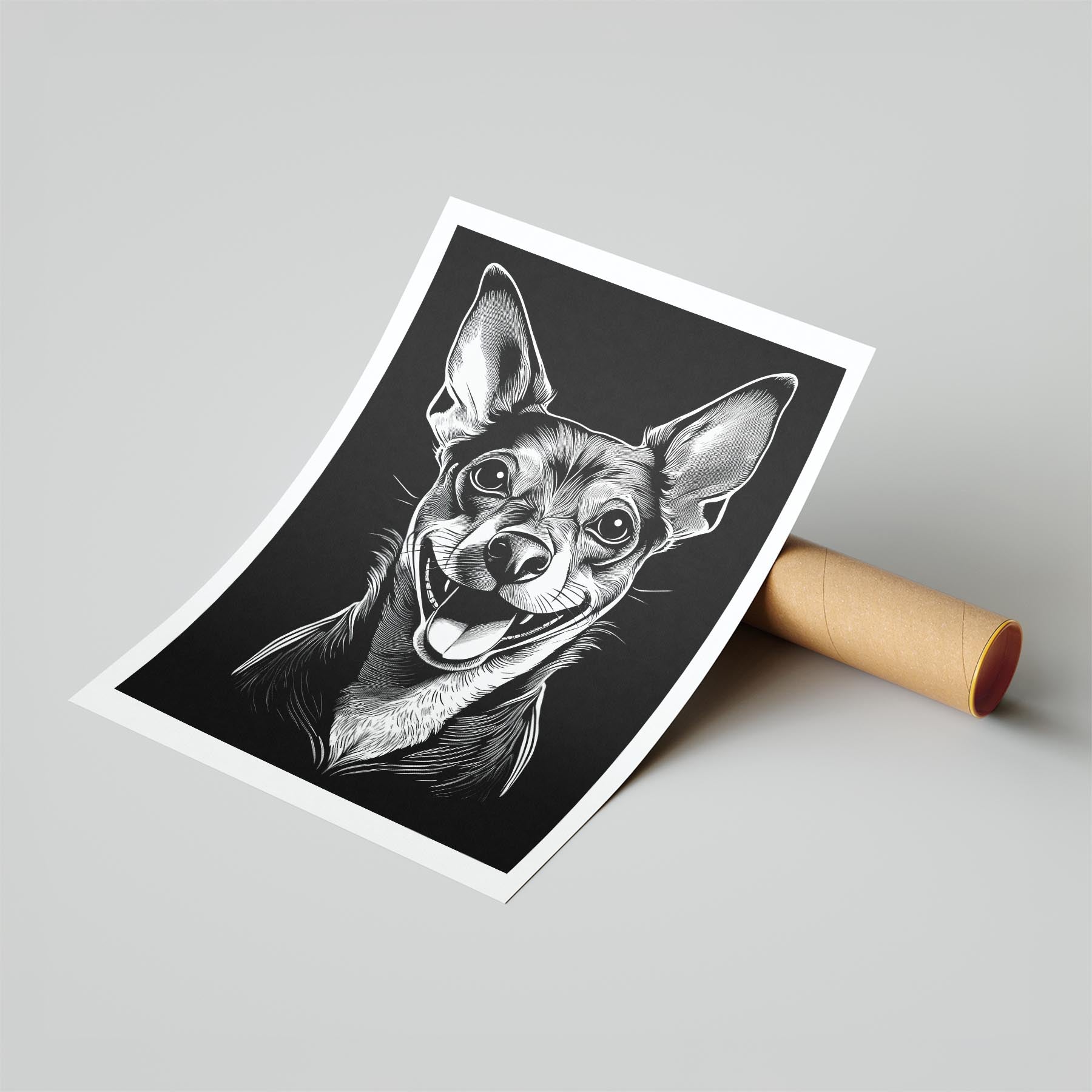 Miniature Pinscher Line Dog Series in Black and White image 6