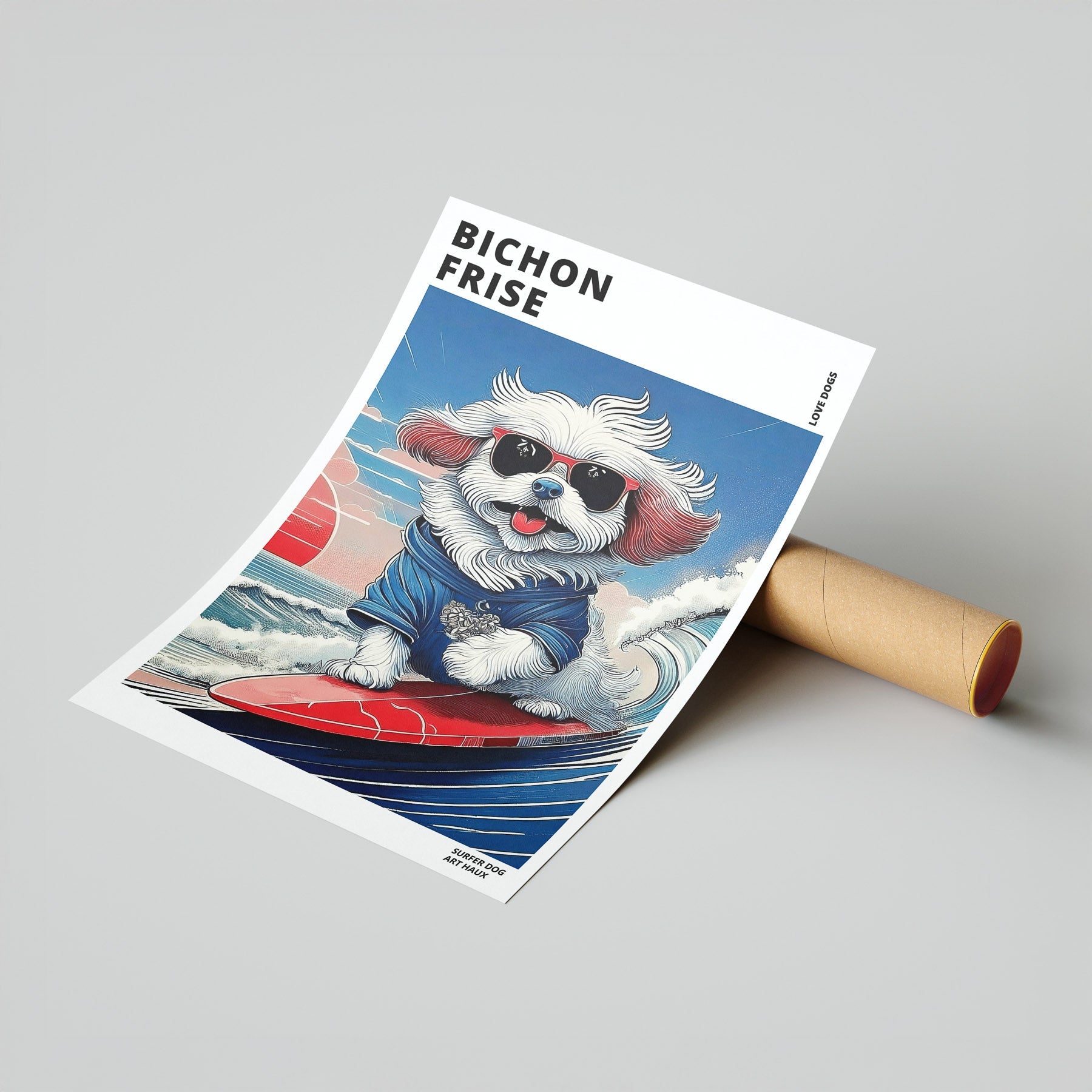 Bichon Frise Hokosai Surfer Dogs 1 image 7