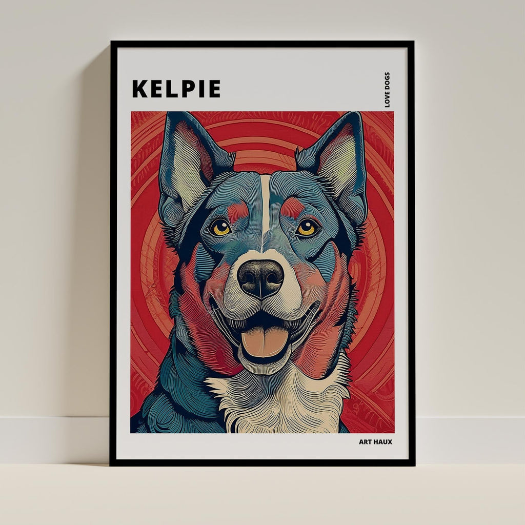 Kelpie Hokusai Japanese Inspired Dog Series with Text image 0
