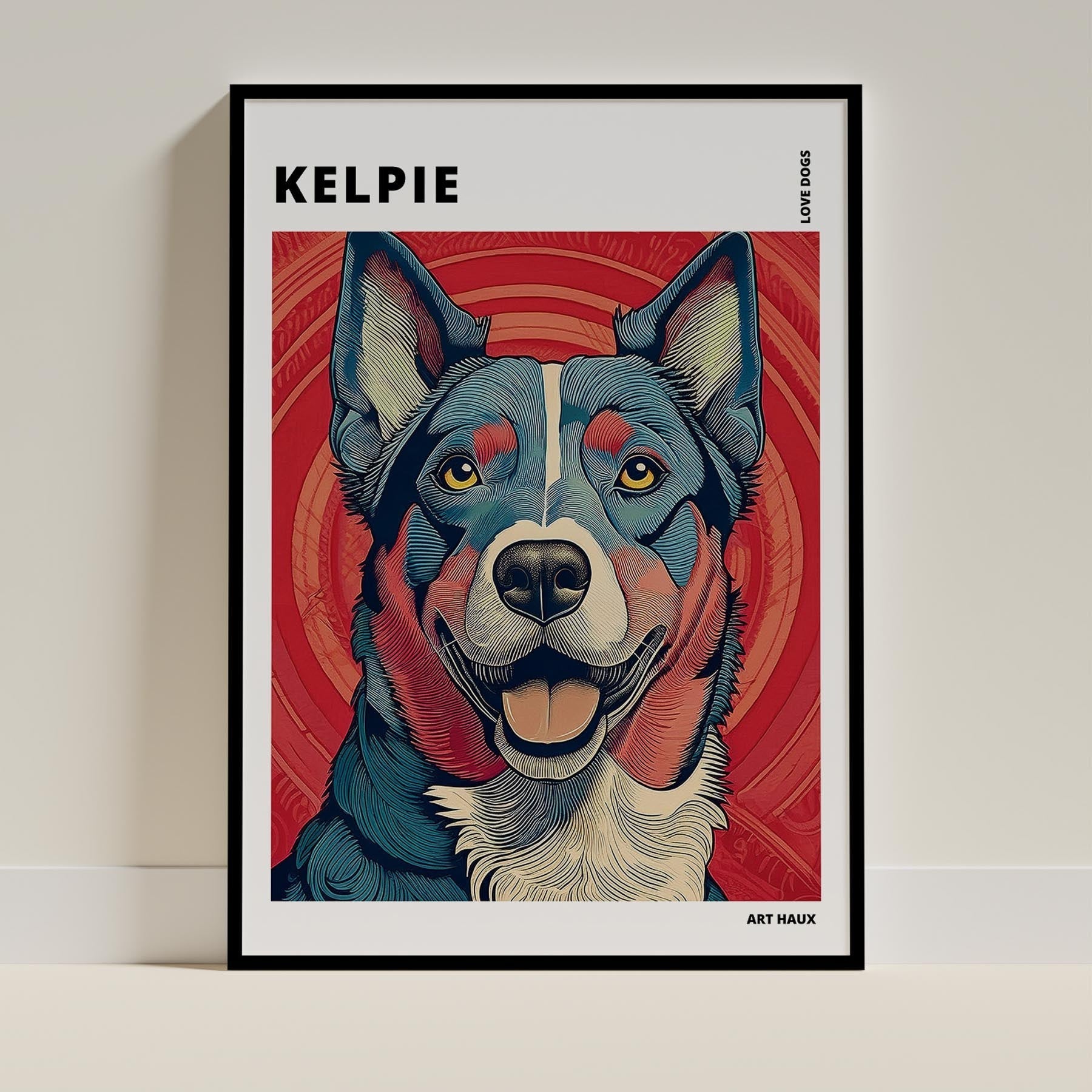 Kelpie Hokusai Japanese Inspired Dog Series with Text image 0