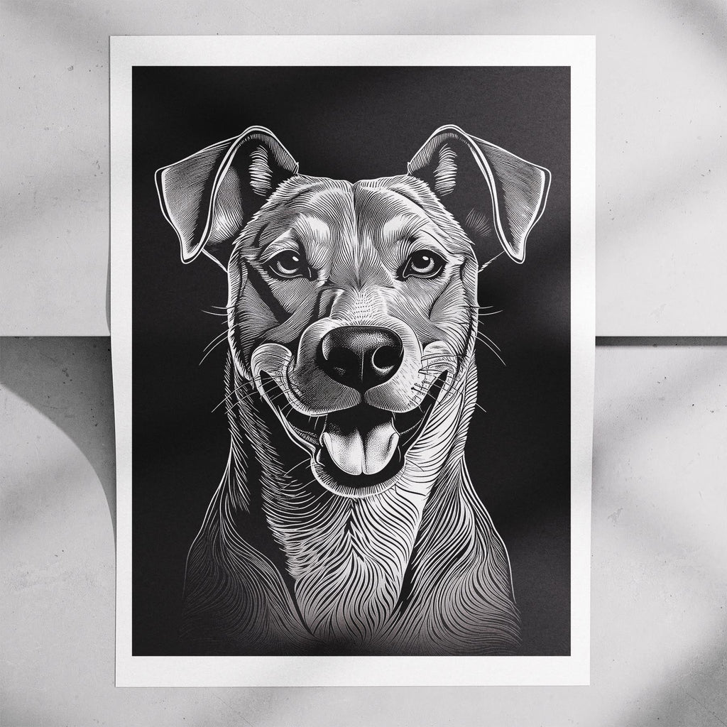 Rhoedesian Ridgeback Line Dog Series in Black and White image 7