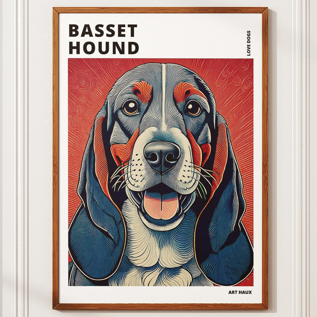 Basset Hound Hokusai Japanese Inspired Dog Series with Text image 9