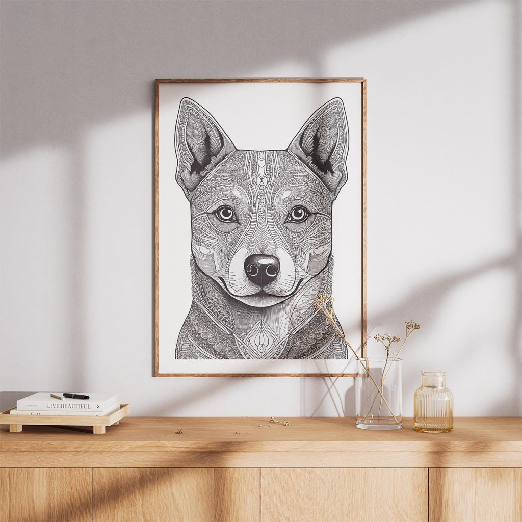 Shiba Mandala Black and White Dog Series image 8