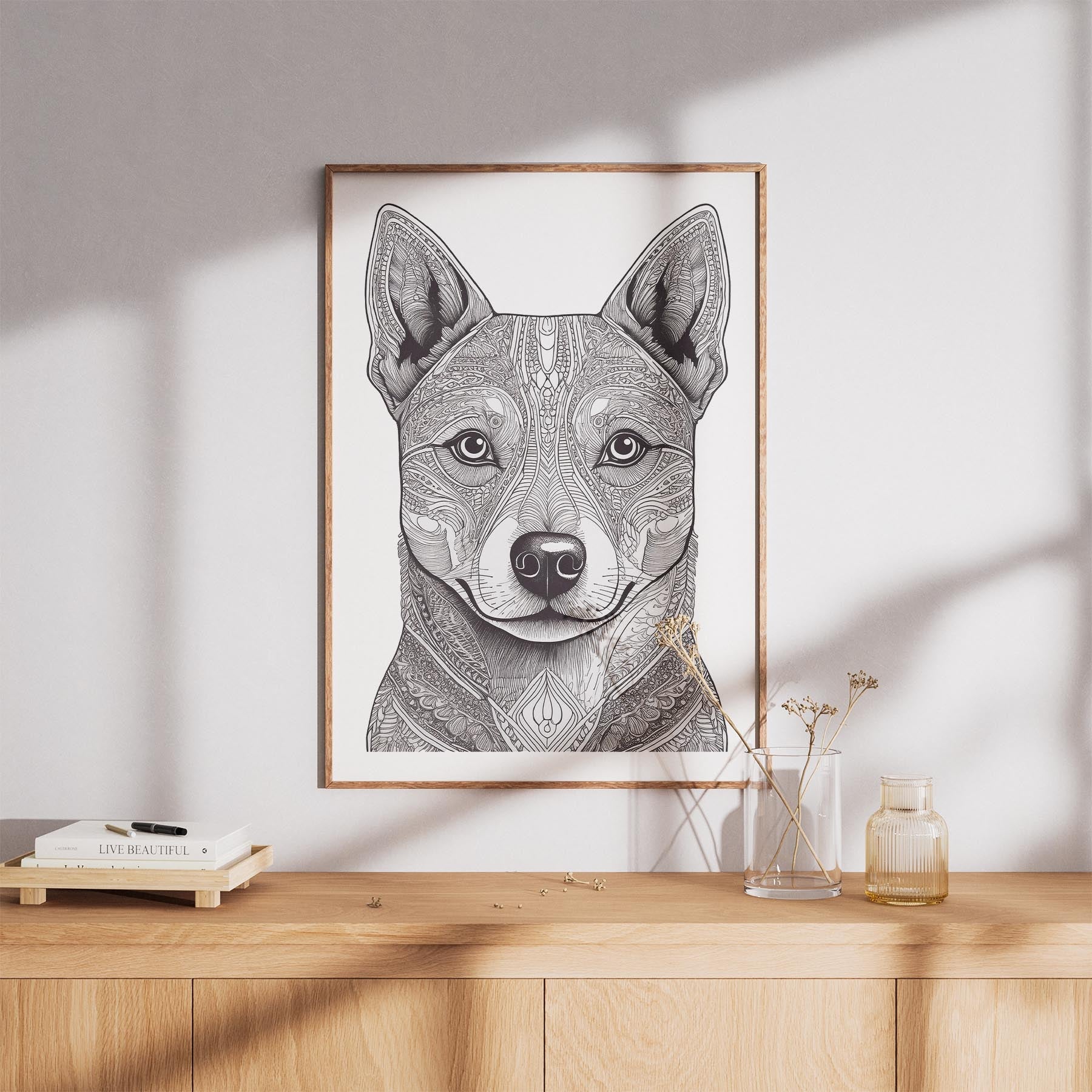 Shiba Mandala Black and White Dog Series image 8